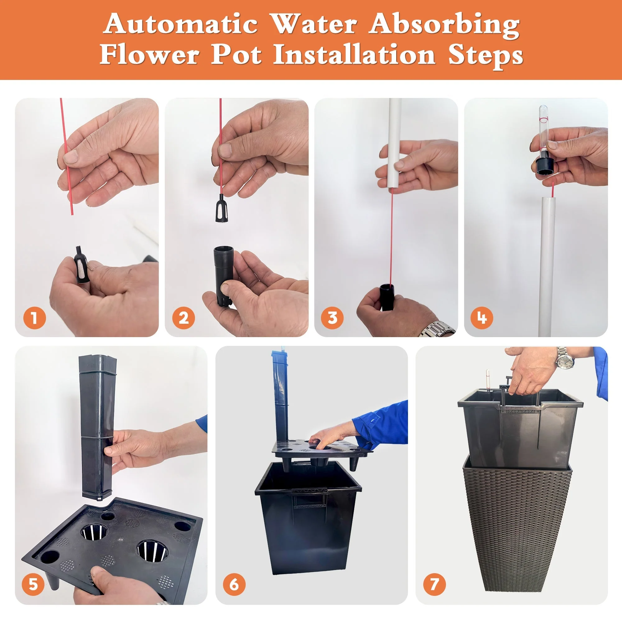 Pack of 2 Square Planters with Automatic Watering System - 22 Inch - Image 4