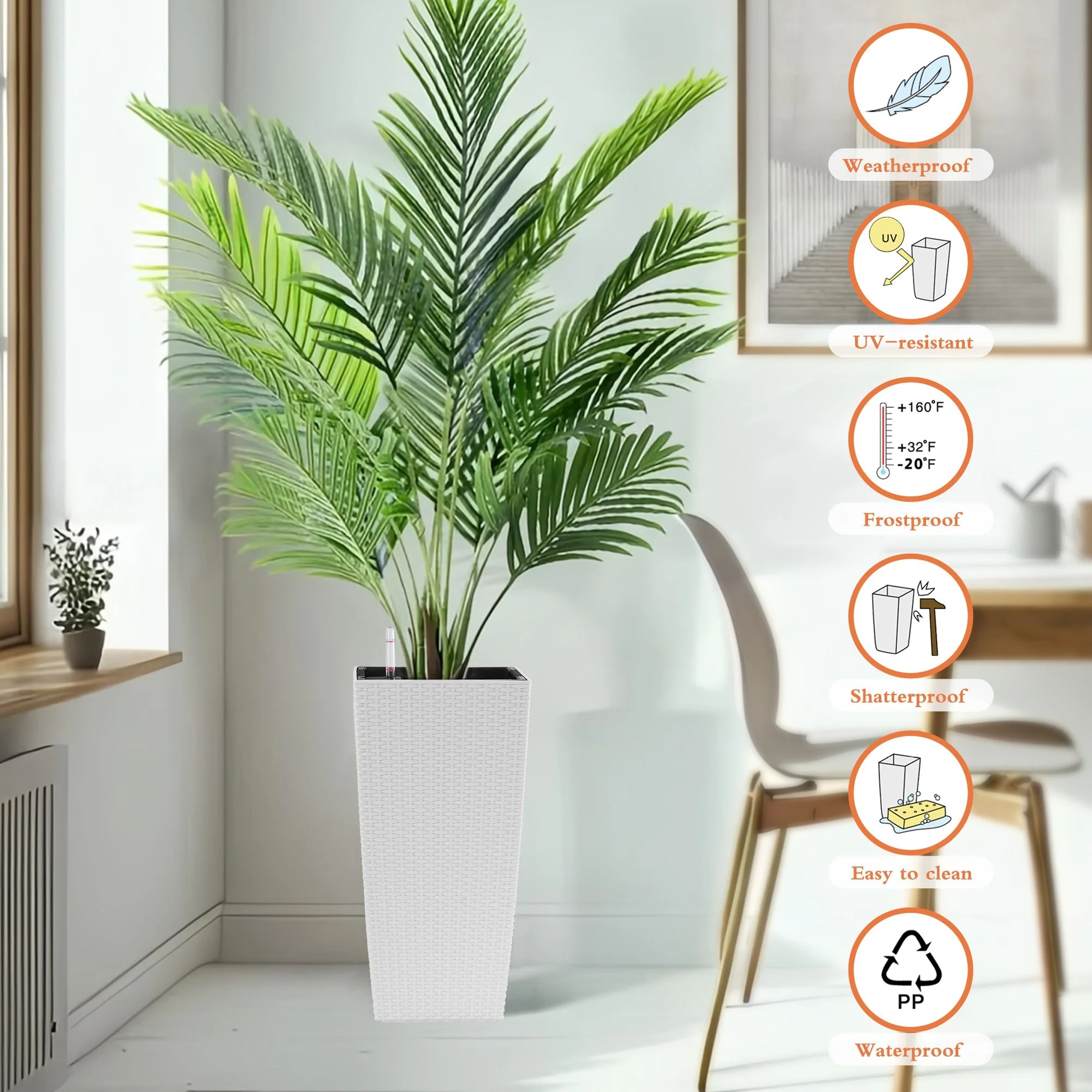 Pack of 2 Square Planters with Automatic Watering System - 22 Inch - Image 6