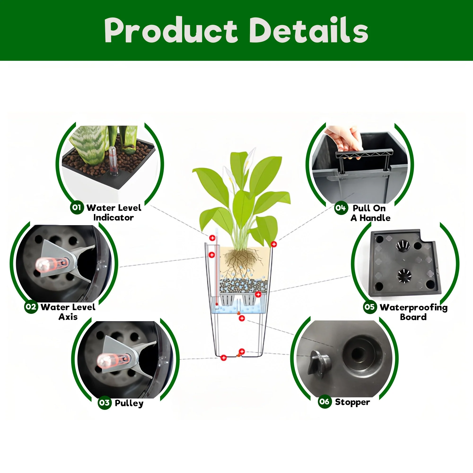 Pack of 2 Square Planters with Automatic Watering System - Image 5