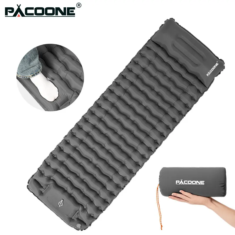 PACOONE Inflatable Camping Mattress with Pillow Ultralight Air Sleeping Pad Pump - Image 2
