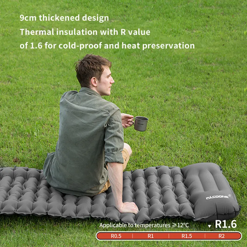 PACOONE Inflatable Camping Mattress with Pillow Ultralight Air Sleeping Pad Pump - Image 3