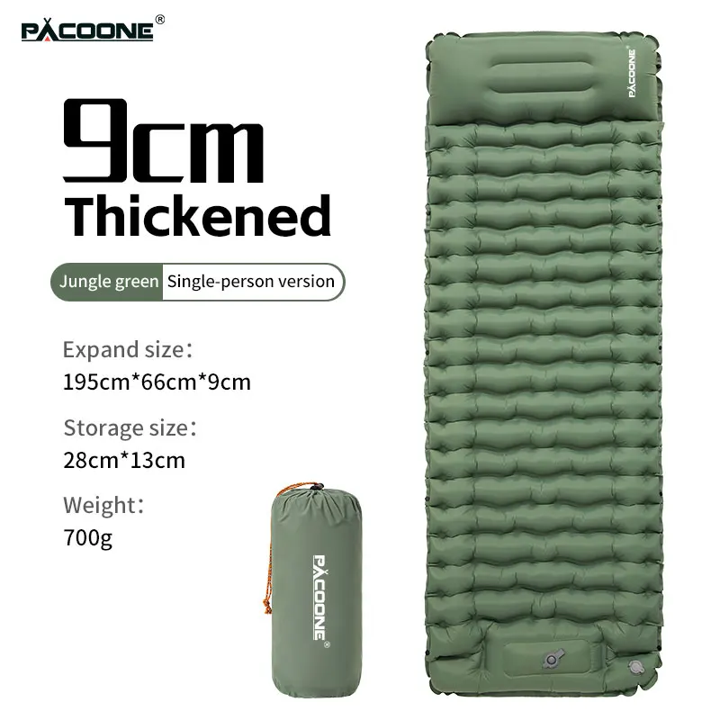 PACOONE Inflatable Camping Mattress with Pillow Ultralight Air Sleeping Pad Pump - Image 5