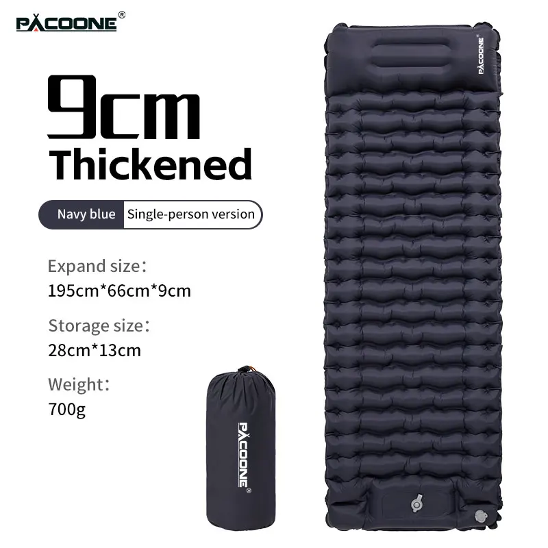 PACOONE Inflatable Camping Mattress with Pillow Ultralight Air Sleeping Pad Pump - Image 6