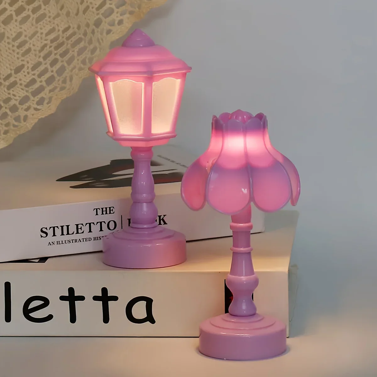 Pagoda Flower LED Table Lamp Battery Desk Night Light Modern Bedroom Decor - Image 5