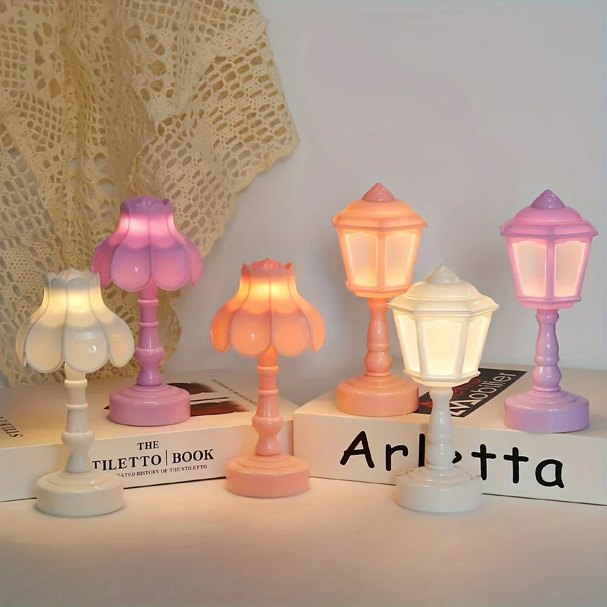 Pagoda Flower LED Table Lamp Battery Desk Night Light Modern Bedroom Decor - Image 6