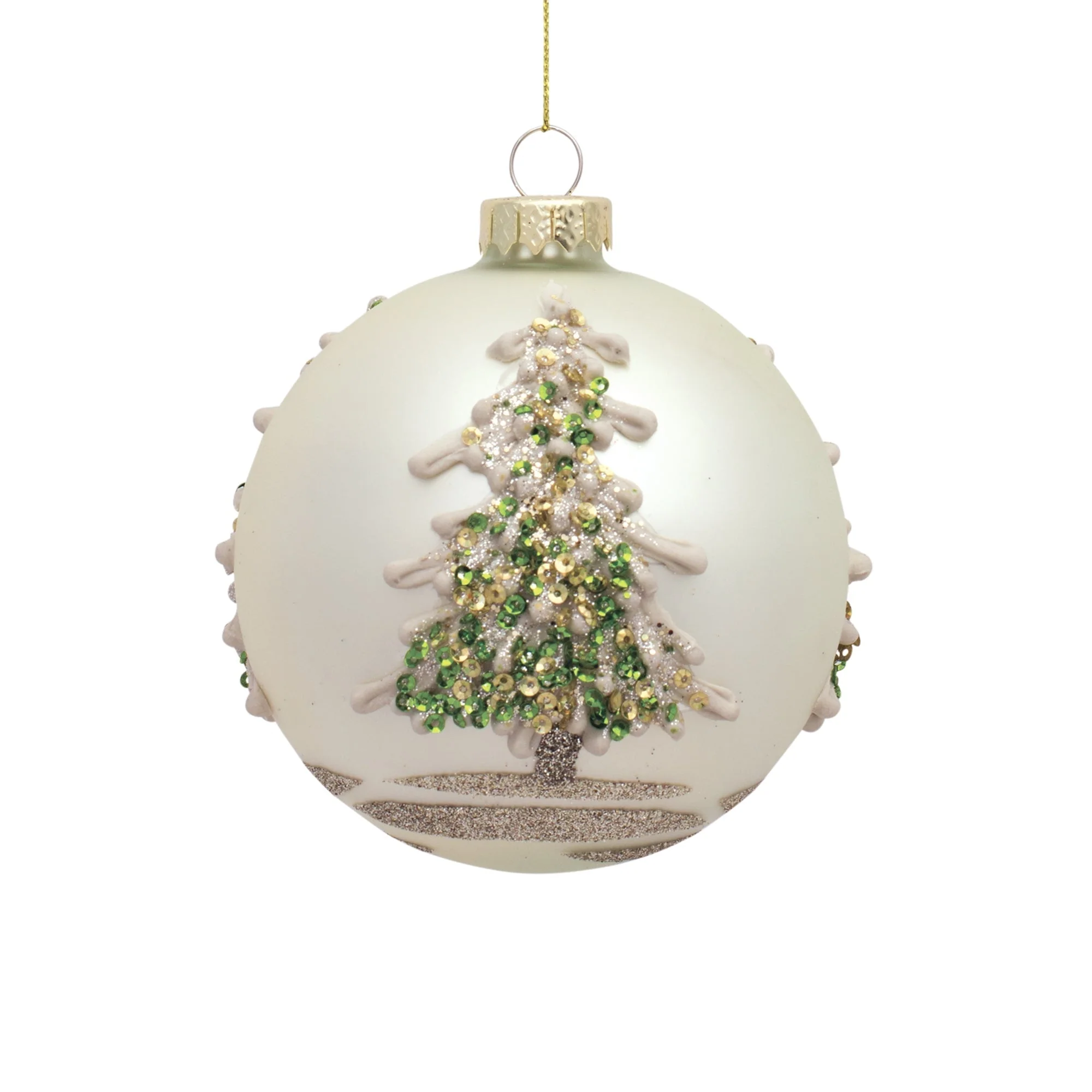 Painted Snowy Pine Tree Ball Ornament (Set of 6) - Image 3