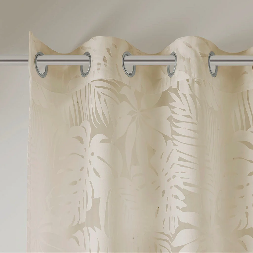 Palm Leaf Burnout Sheer Window Curtain 50x95 Natural - Image 10
