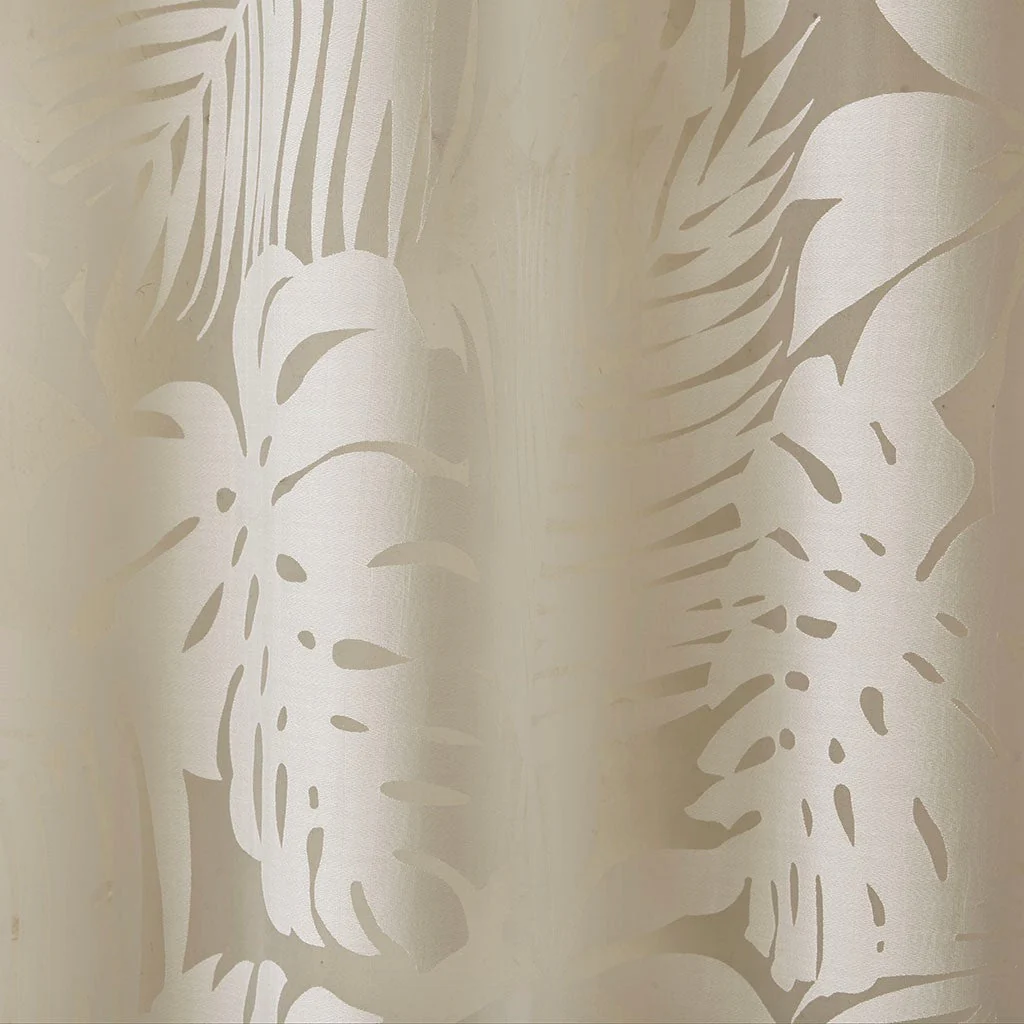 Palm Leaf Burnout Sheer Window Curtain 50x95 Natural - Image 11