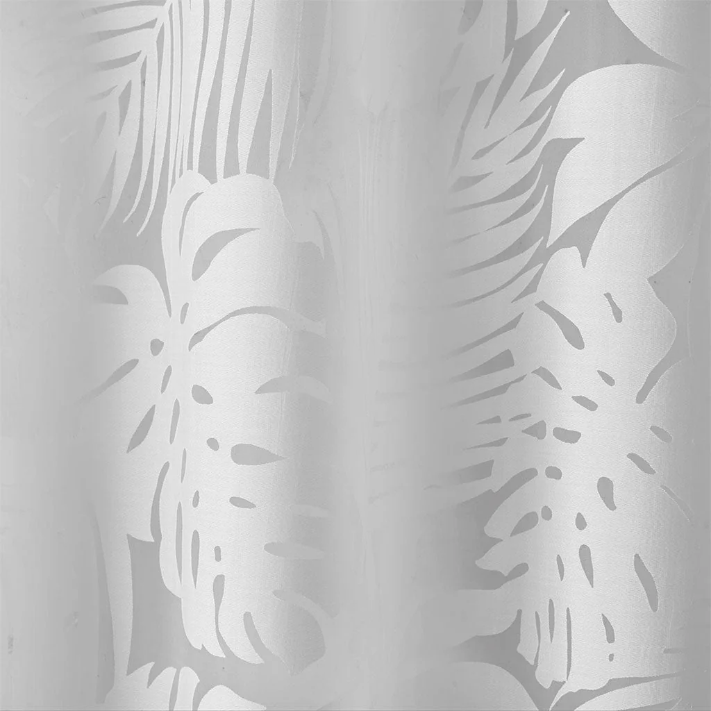 Palm Leaf Burnout Sheer Window Curtain White 50x63 - Image 9