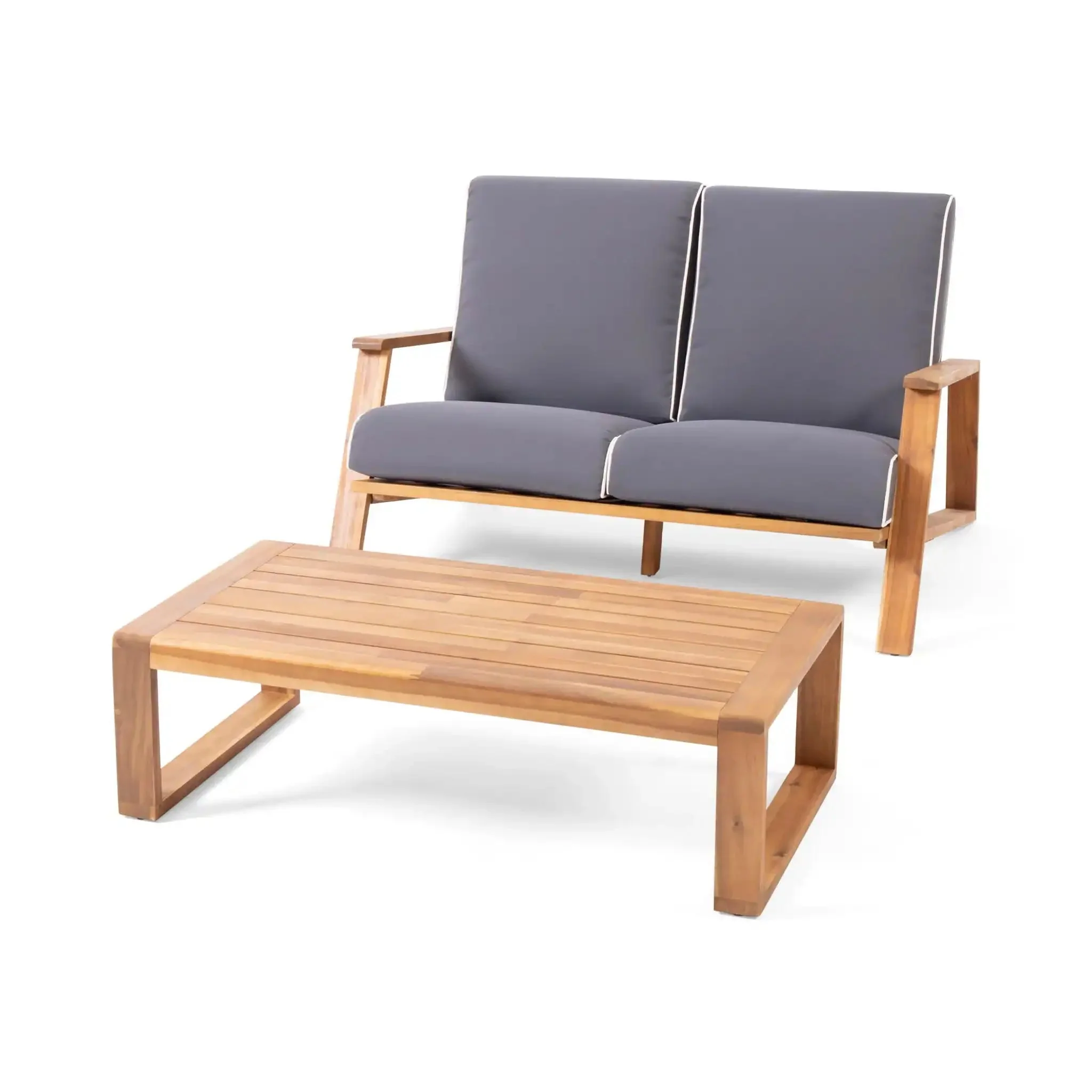 Paloma - Contemporary Loveseat And Coffee Table Set With Weather Resistant Cushions - Image 2