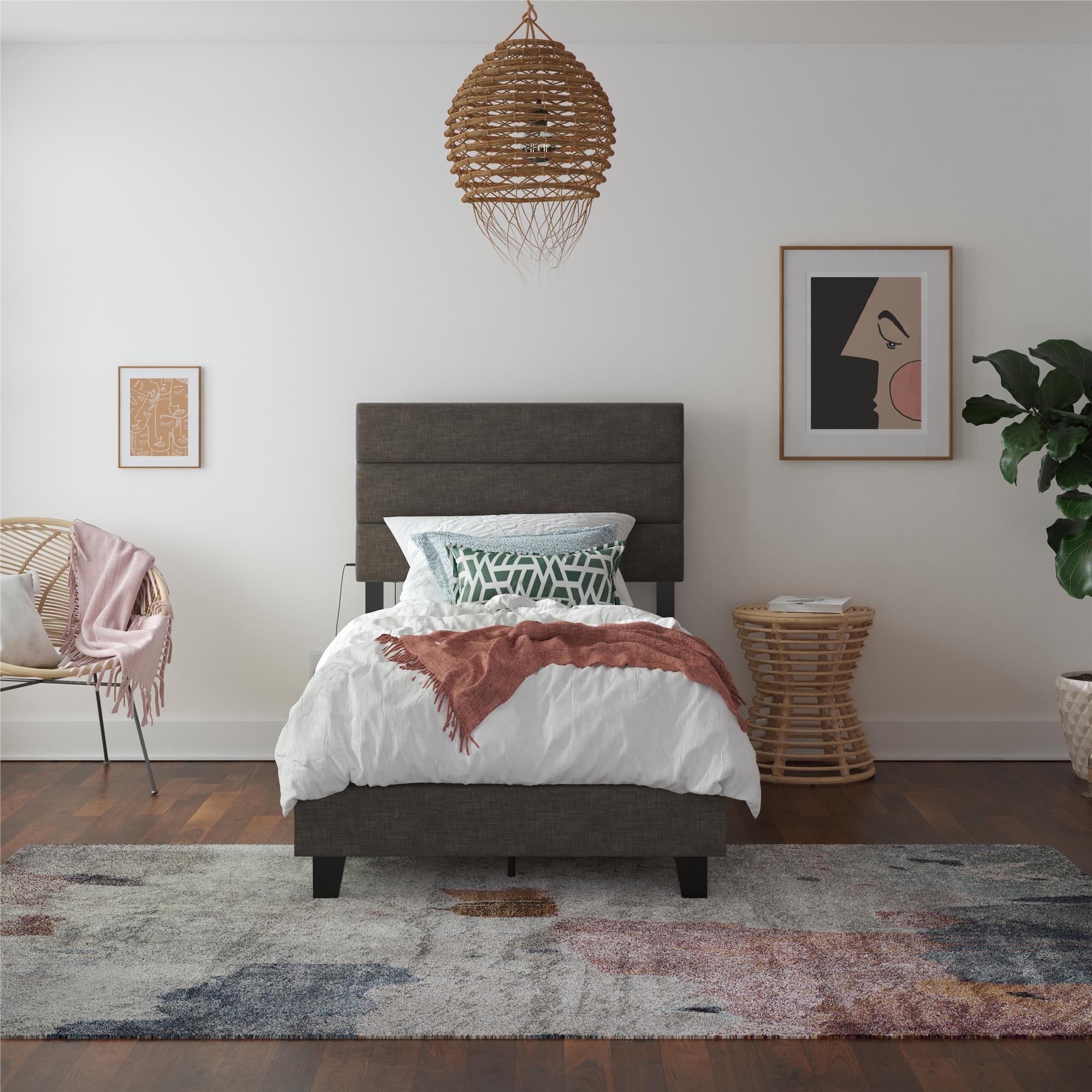Paloma - Twin Bed With Dual USB Port - Linen - Image 2