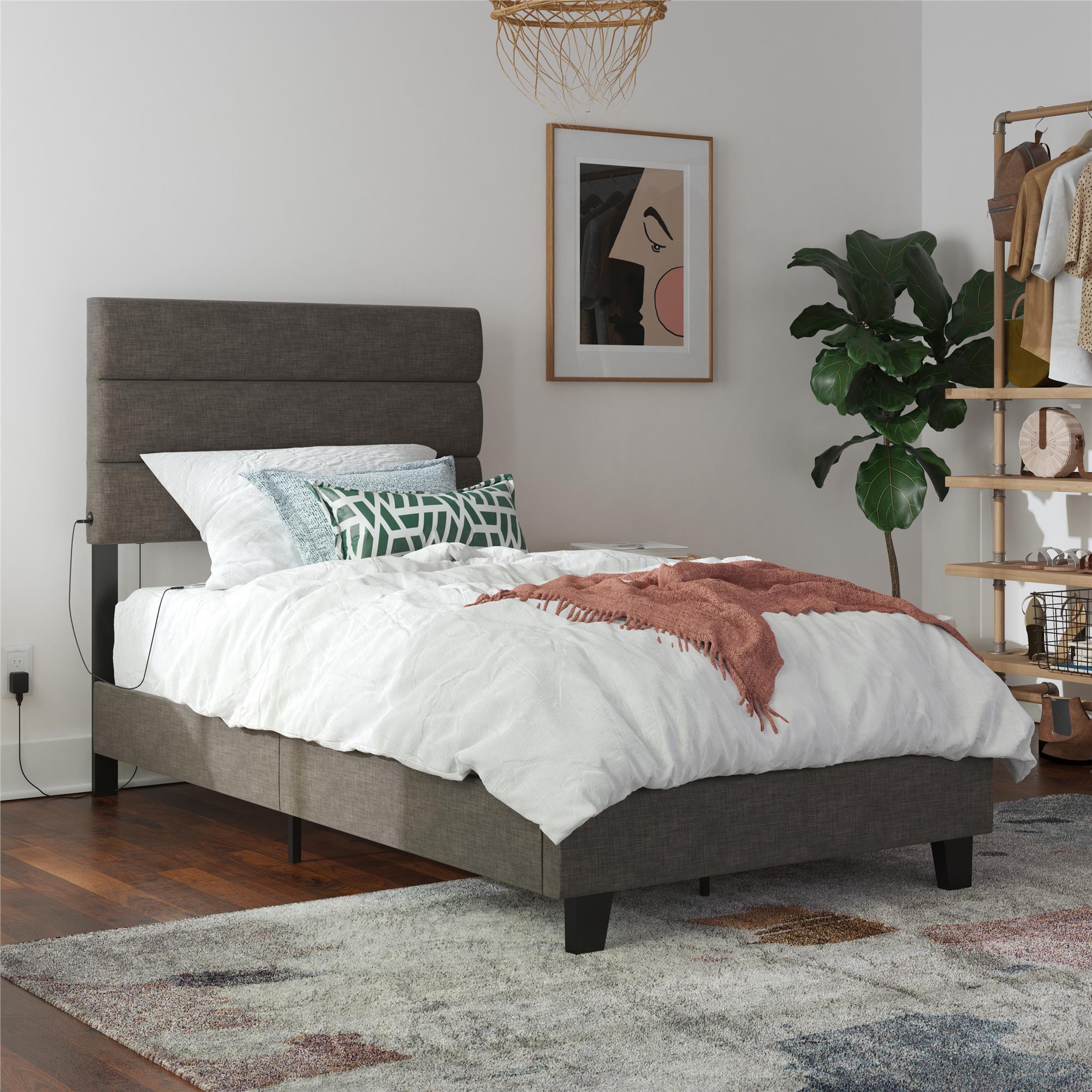 Paloma - Twin Bed With Dual USB Port - Linen - Image 3