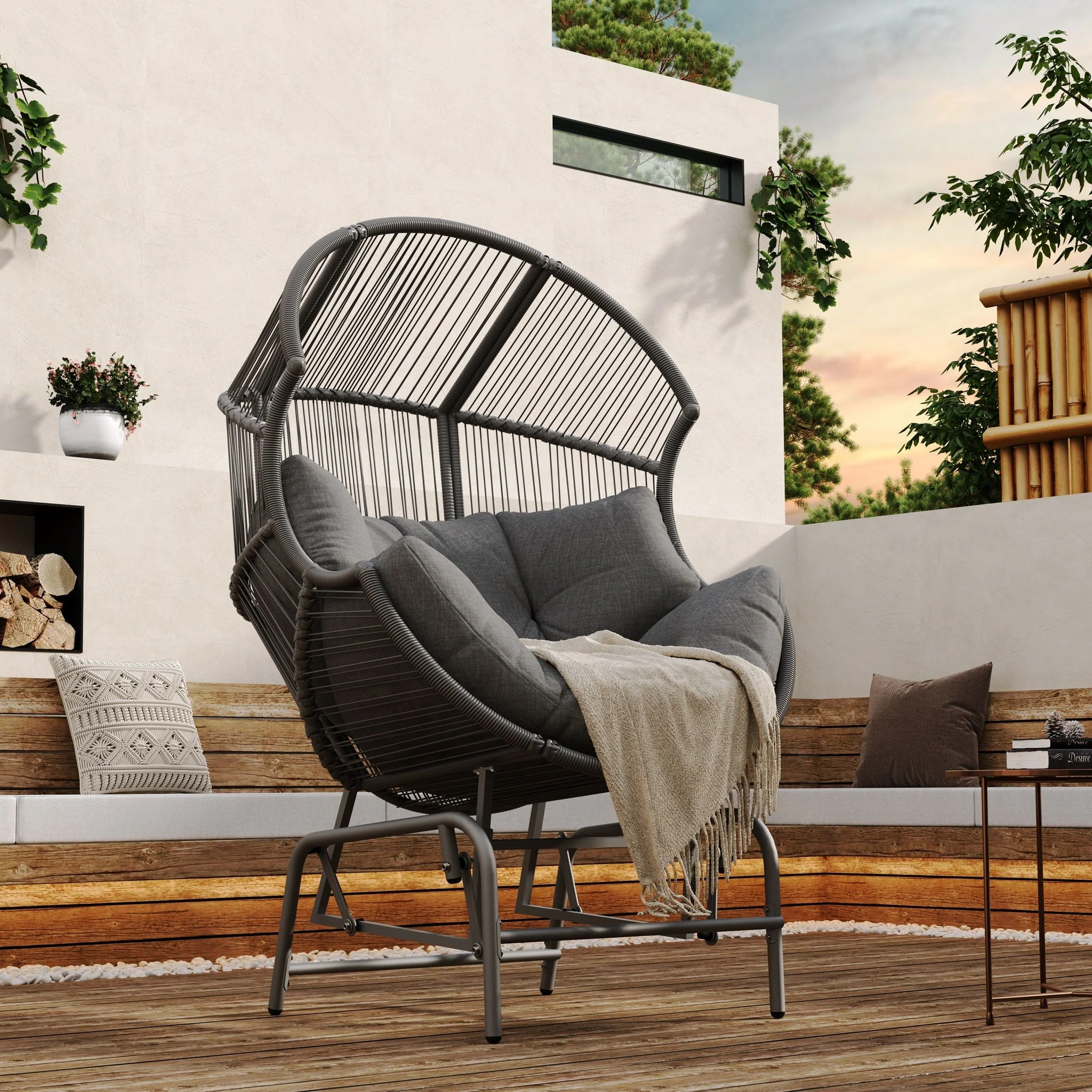 Palos Outdoor Wicker Glider Chair - Image 3