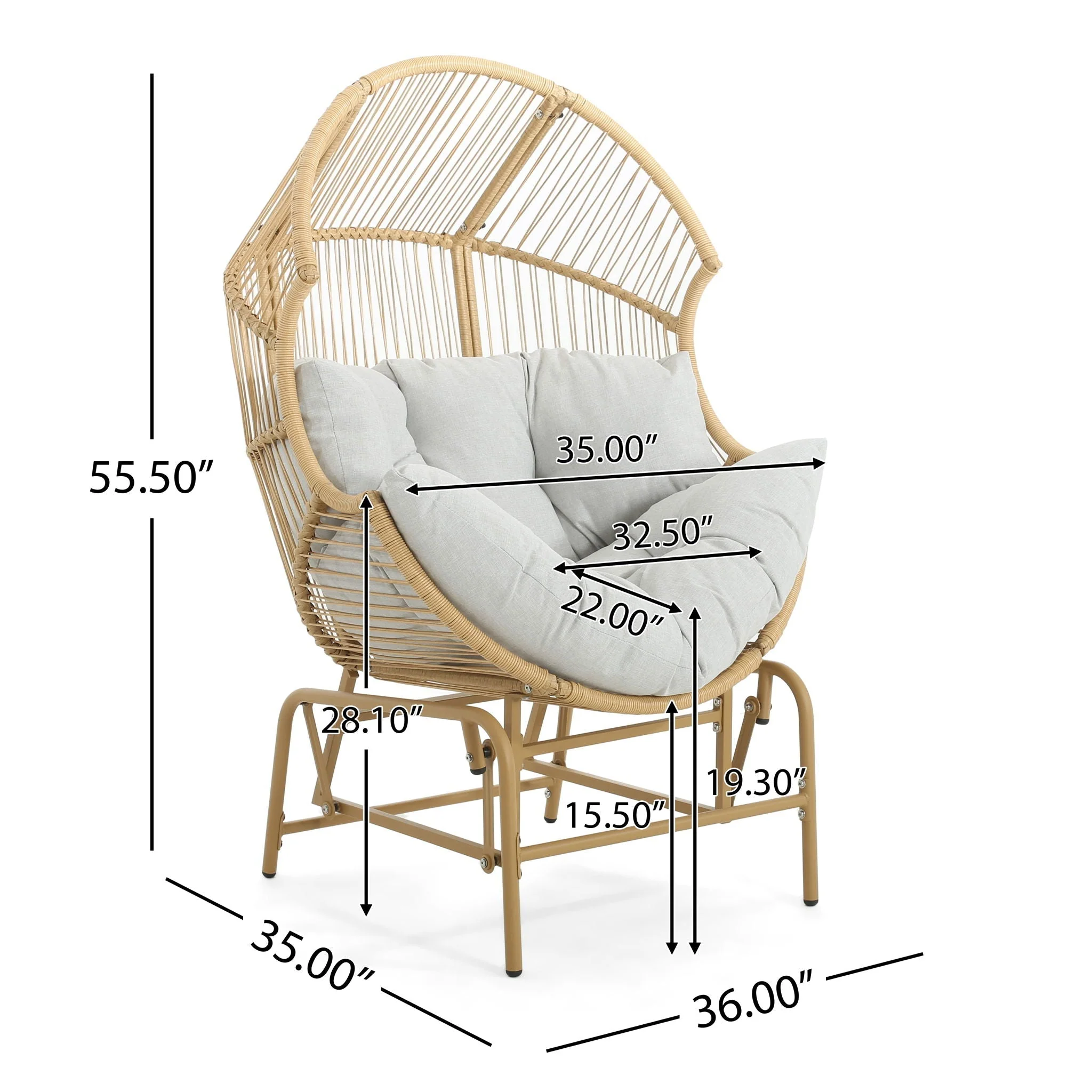 Palos Outdoor Wicker Glider Chair - Image 7