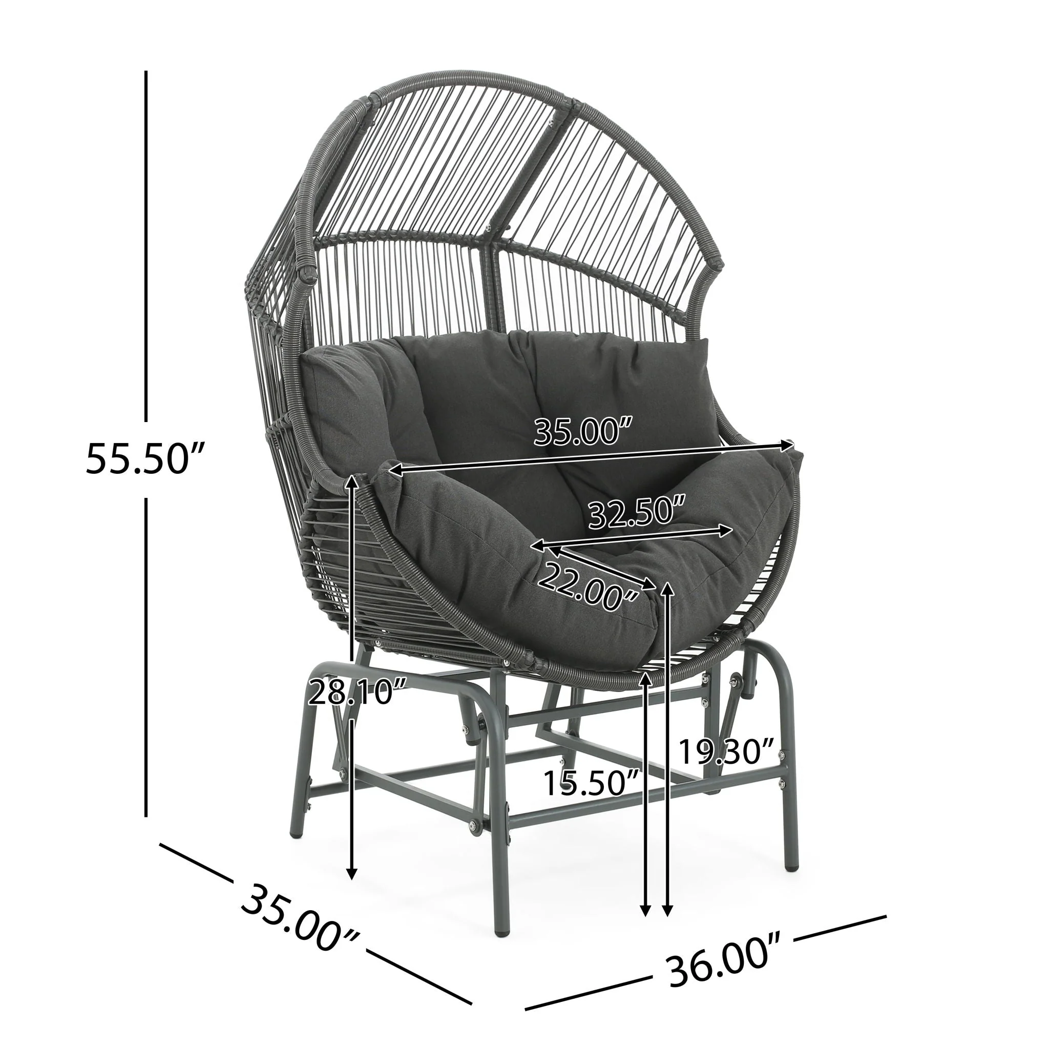 Palos Outdoor Wicker Glider Chair - Image 8