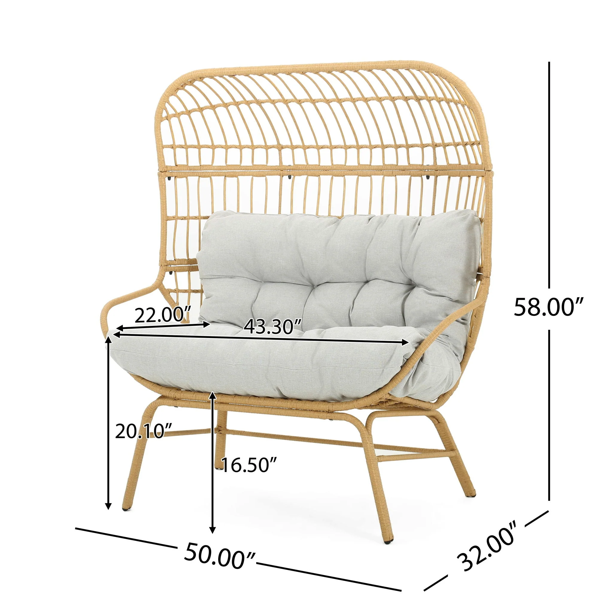 Palos Outdoor Wicker Loveseat - Light Brown - Image 2