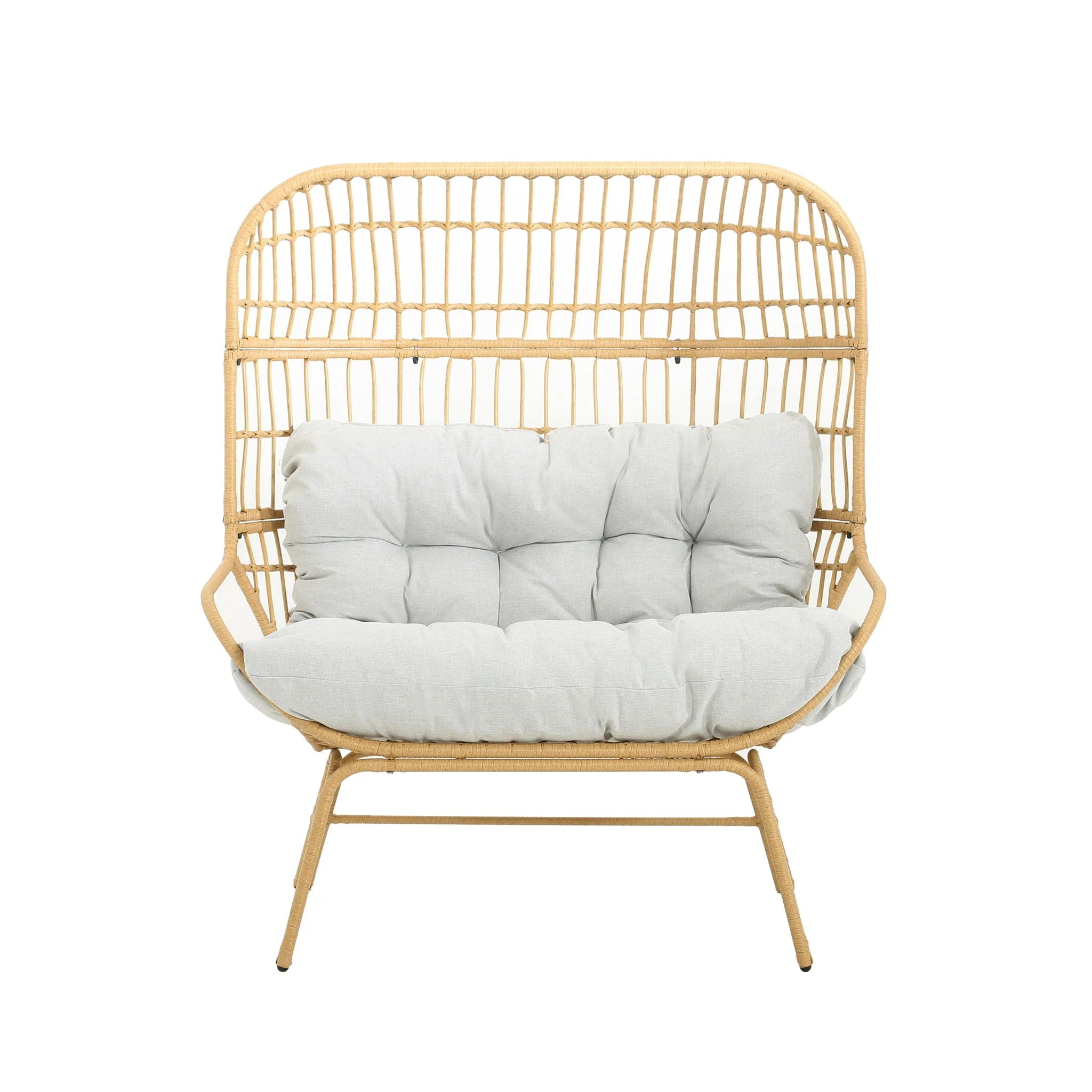 Palos Outdoor Wicker Loveseat - Light Brown - Image 3
