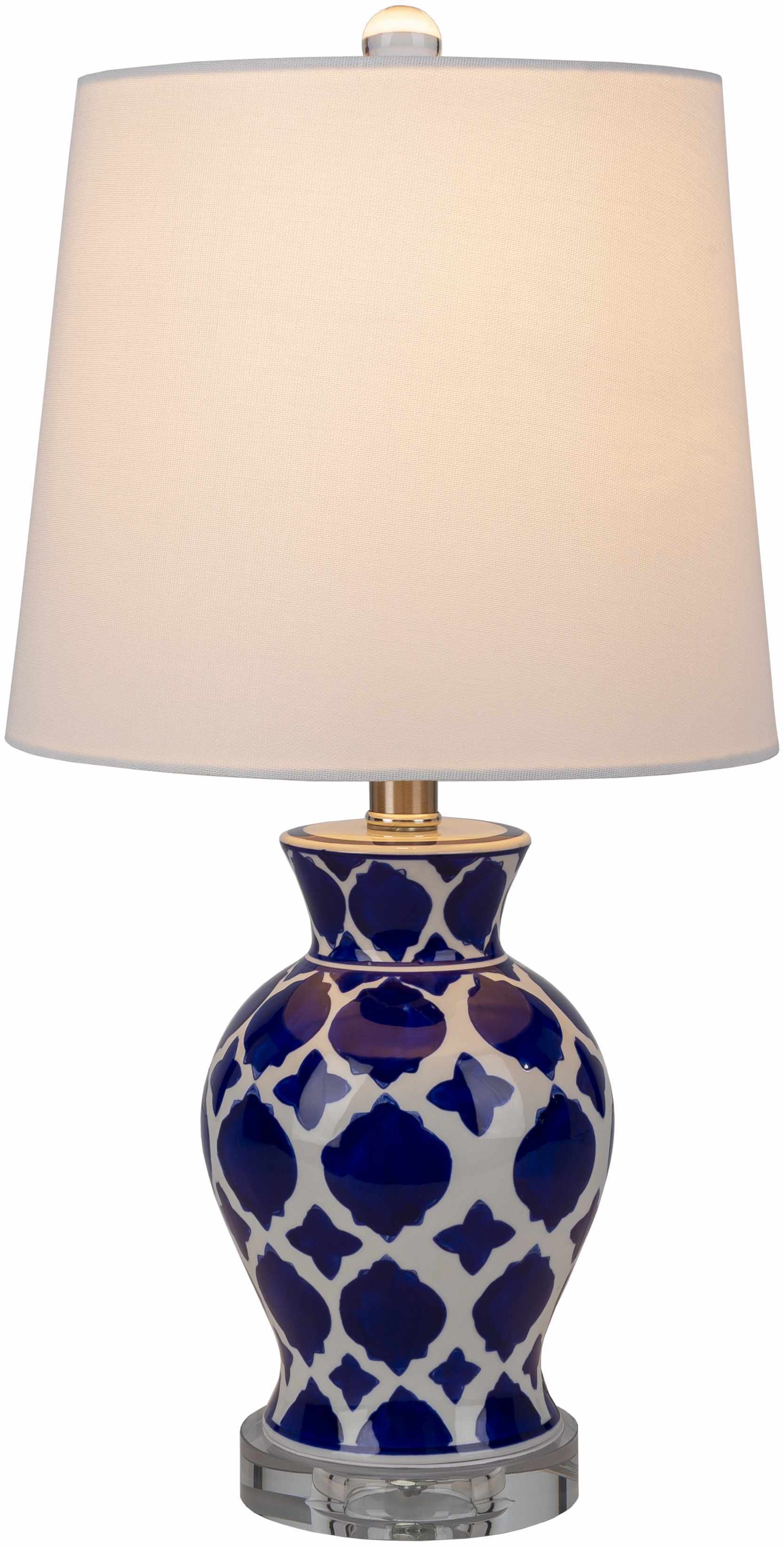 Pangian White & Blue Patterned Ceramic Table Lamp - Image 2