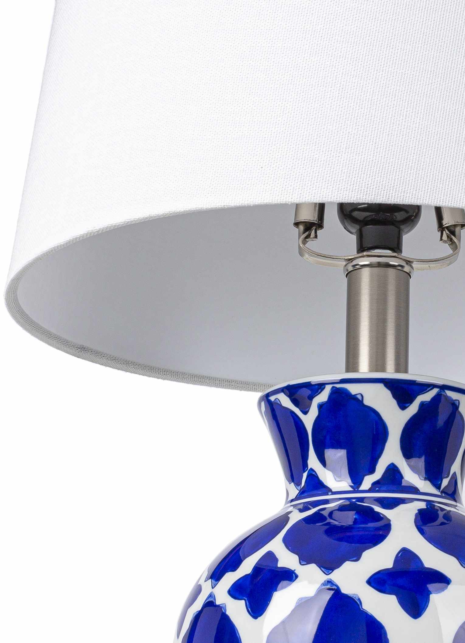 Pangian White & Blue Patterned Ceramic Table Lamp - Image 4
