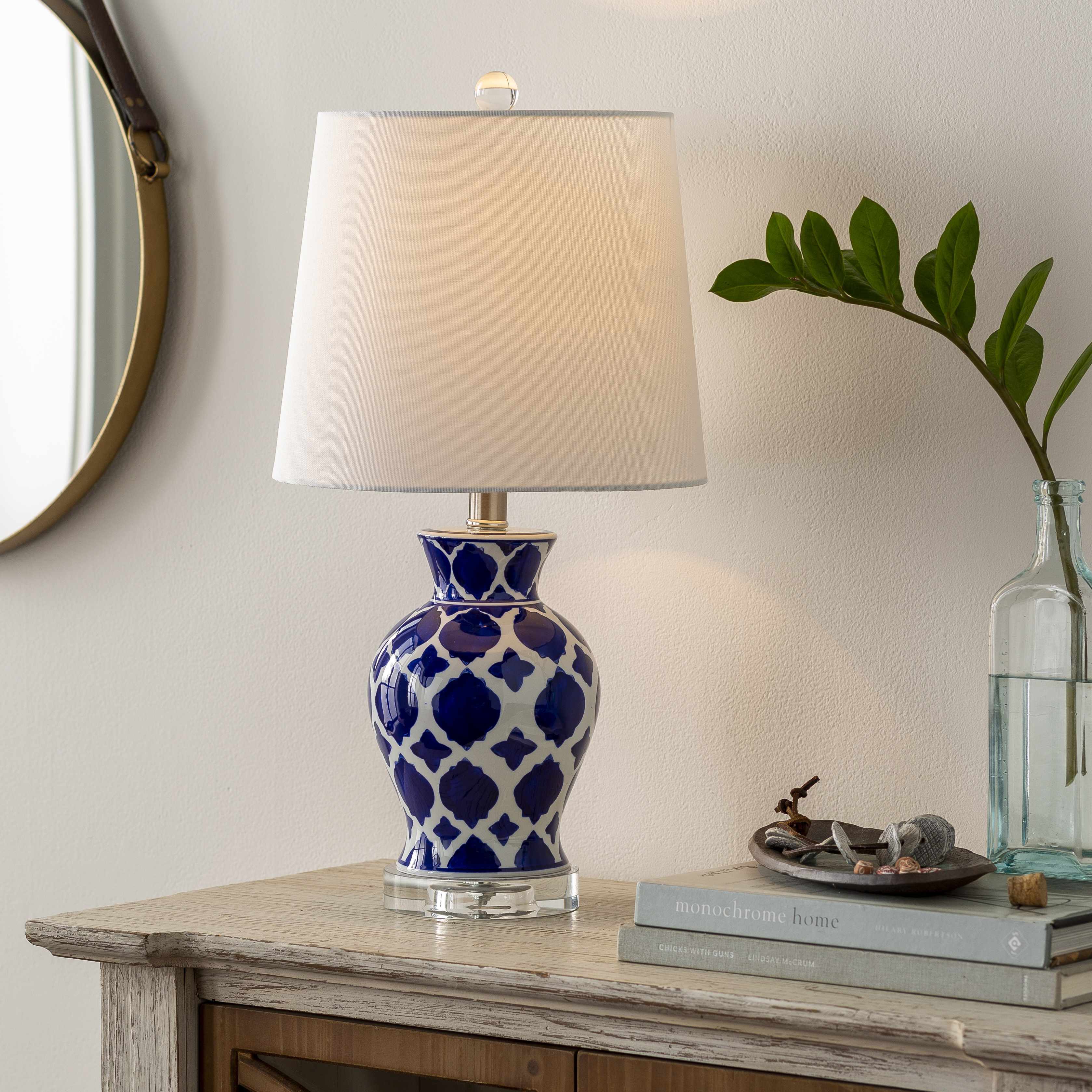 Pangian White & Blue Patterned Ceramic Table Lamp - Image 6