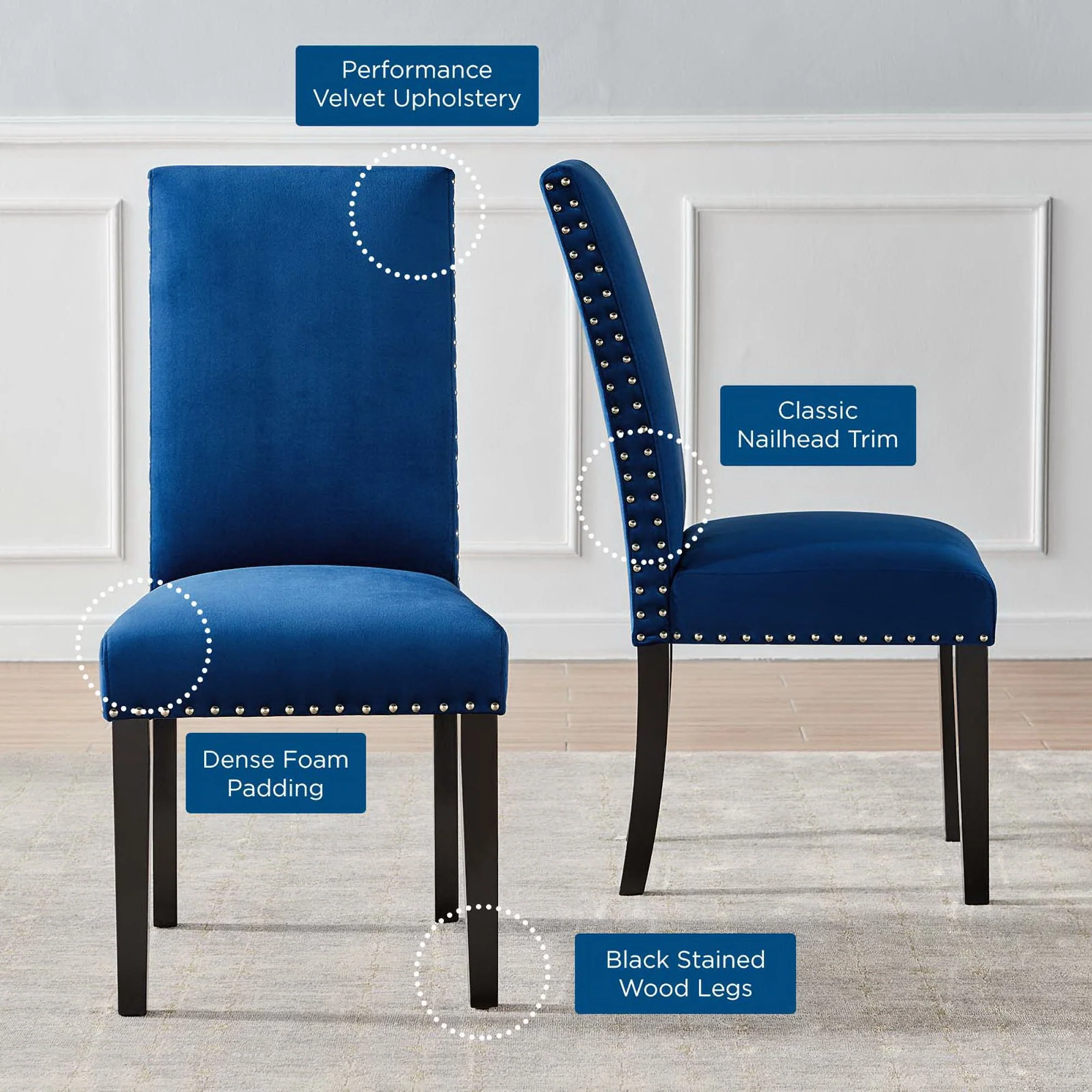 Parcel Performance Velvet Dining Side Chairs Set of 2 by Modway - Image 23