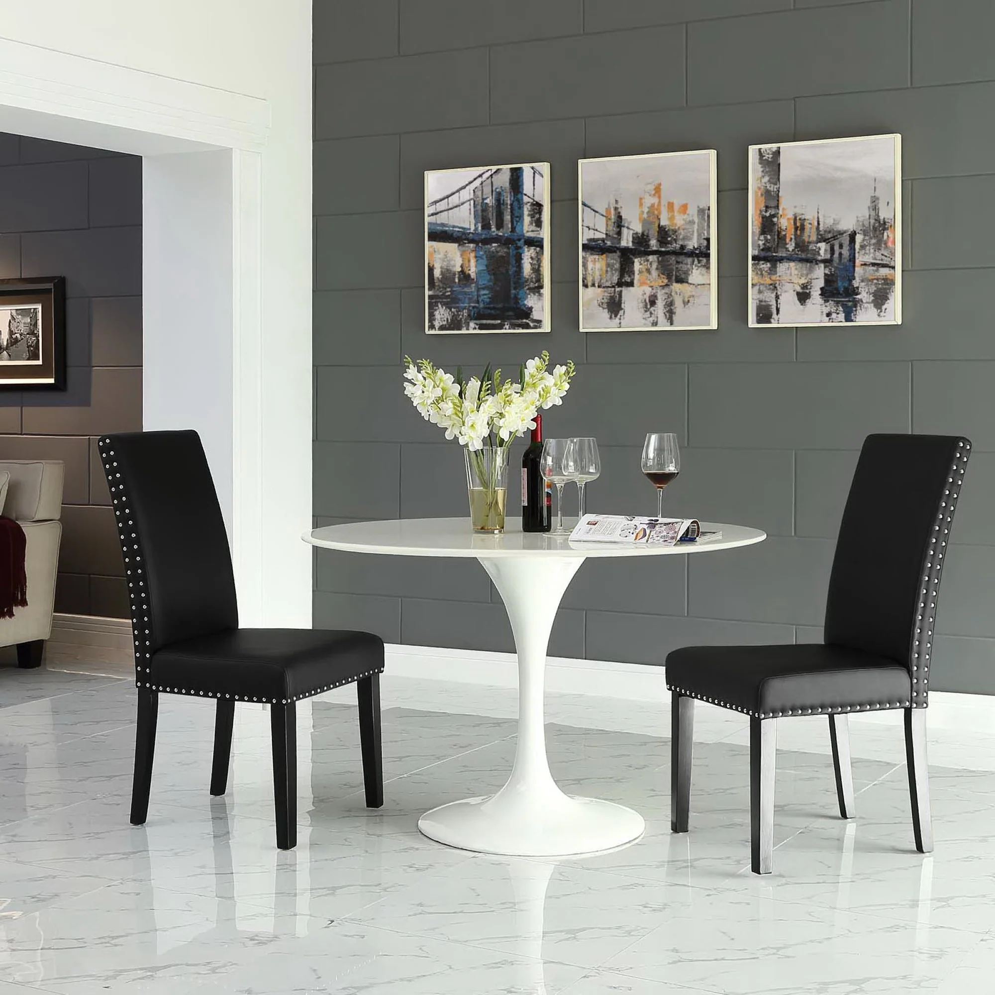 Parcel Vinyl Dining Side Chair Set of 2 by Modway - Image 5