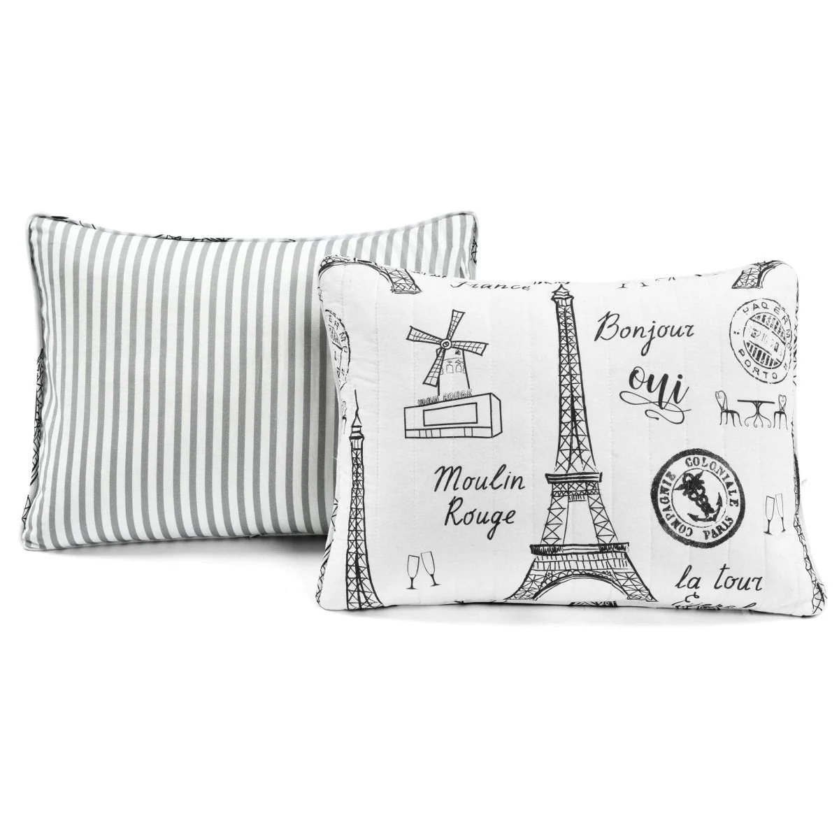 Paris Bonjour Reversible Cotton 3 Piece Quilt Set - Image 5
