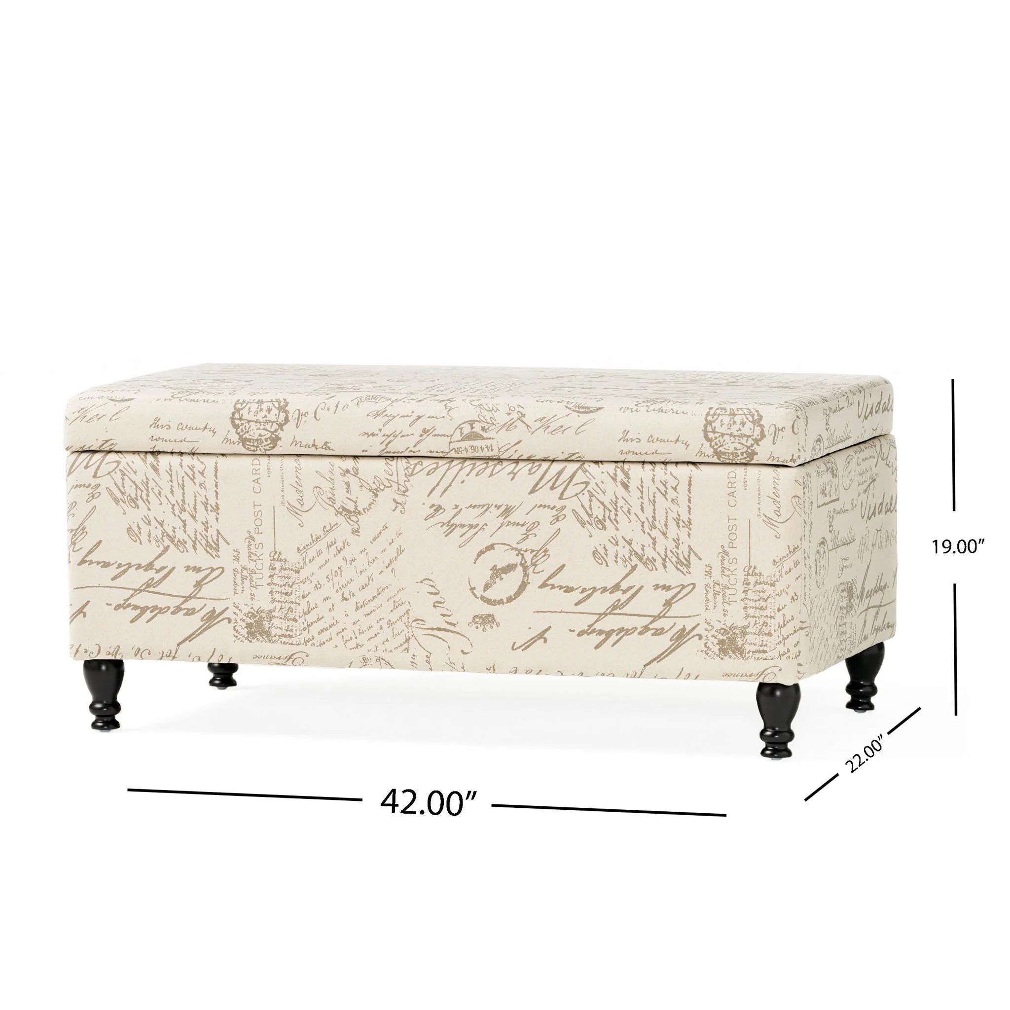 Parisian Upholstered Fabric Storage Ottoman - Beige / Reclaimed Natural - Image 3