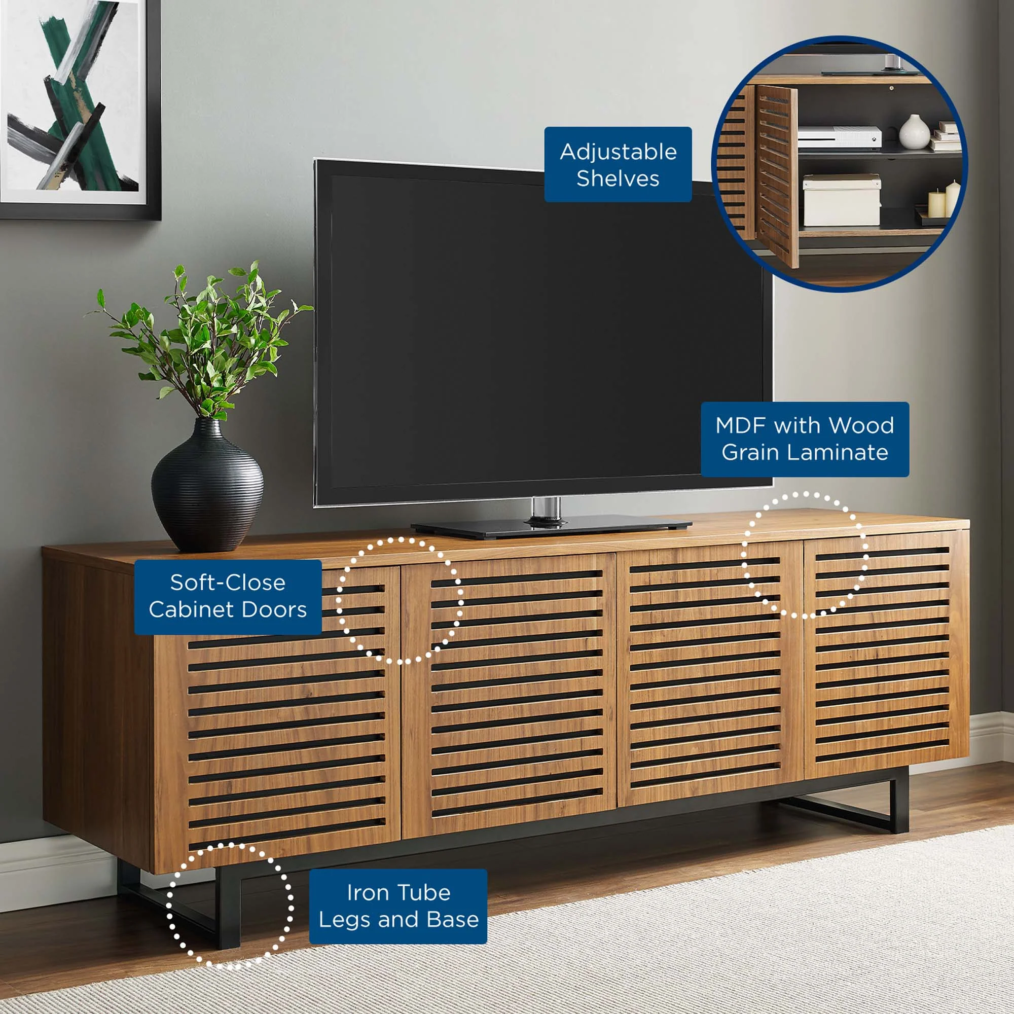 Parker 73" Walnut TV Stand by Modway - Image 6