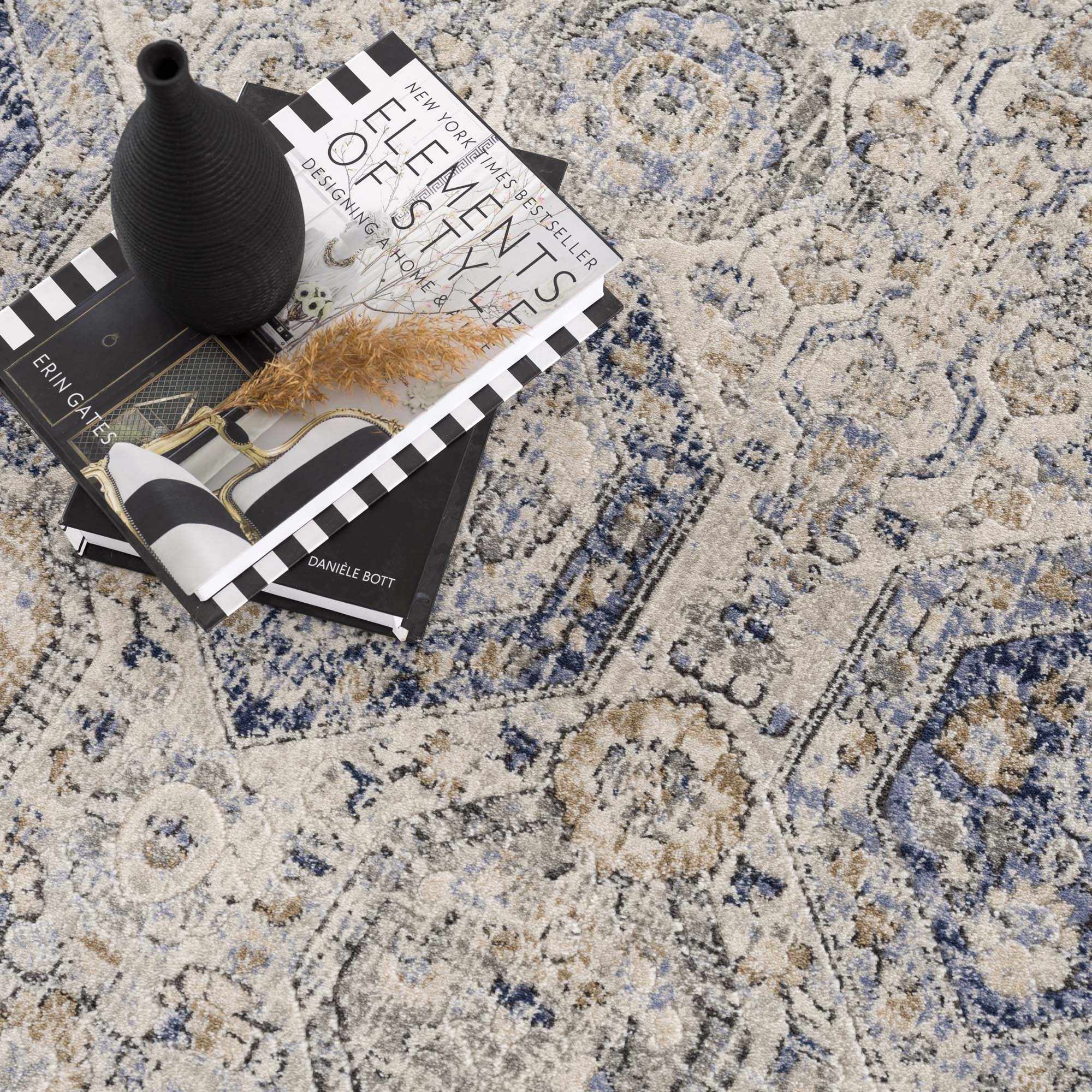 Parkerfield Cream & Blue Area Rug - Image 11