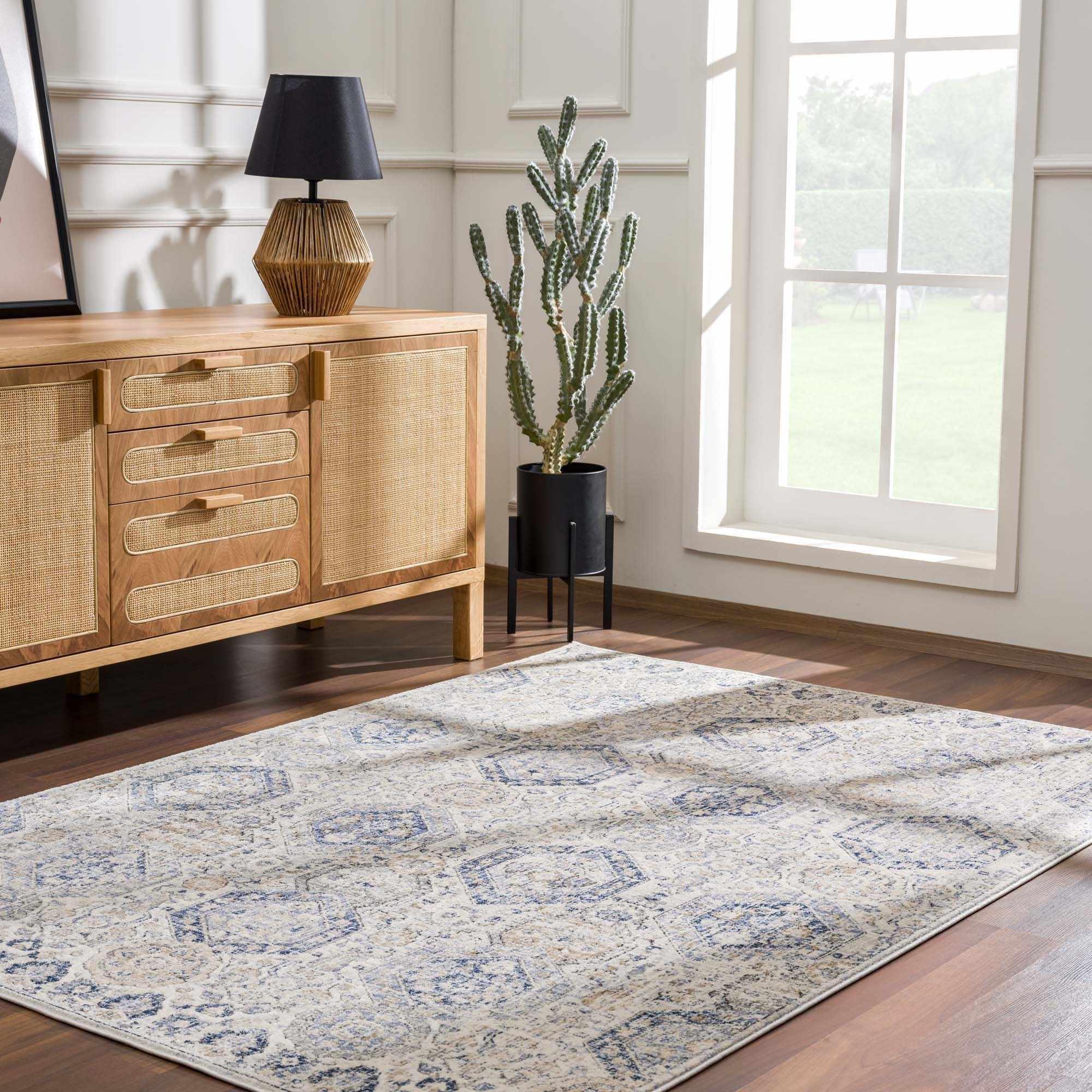 Parkerfield Cream & Blue Area Rug - Image 3