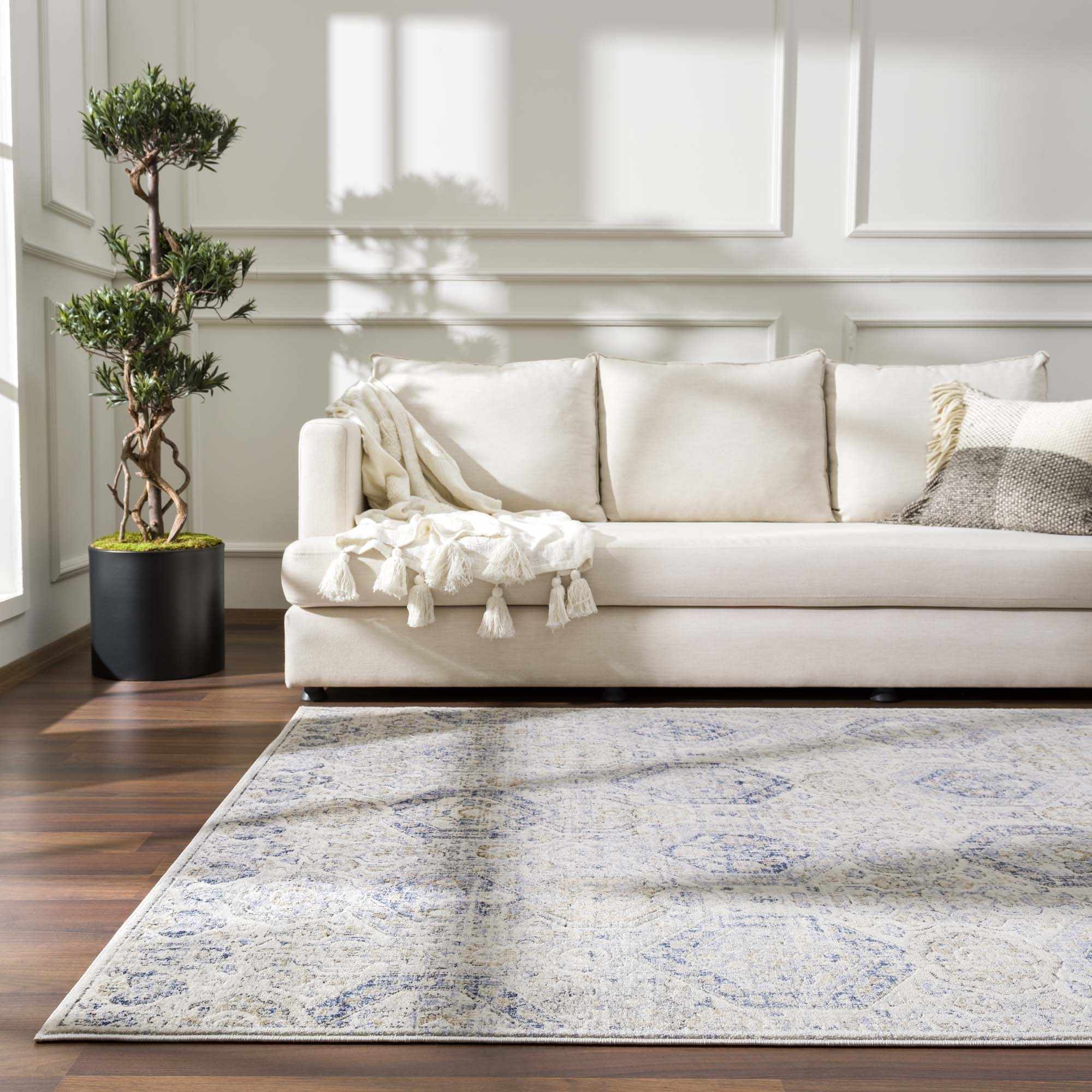 Parkerfield Cream & Blue Area Rug - Image 4