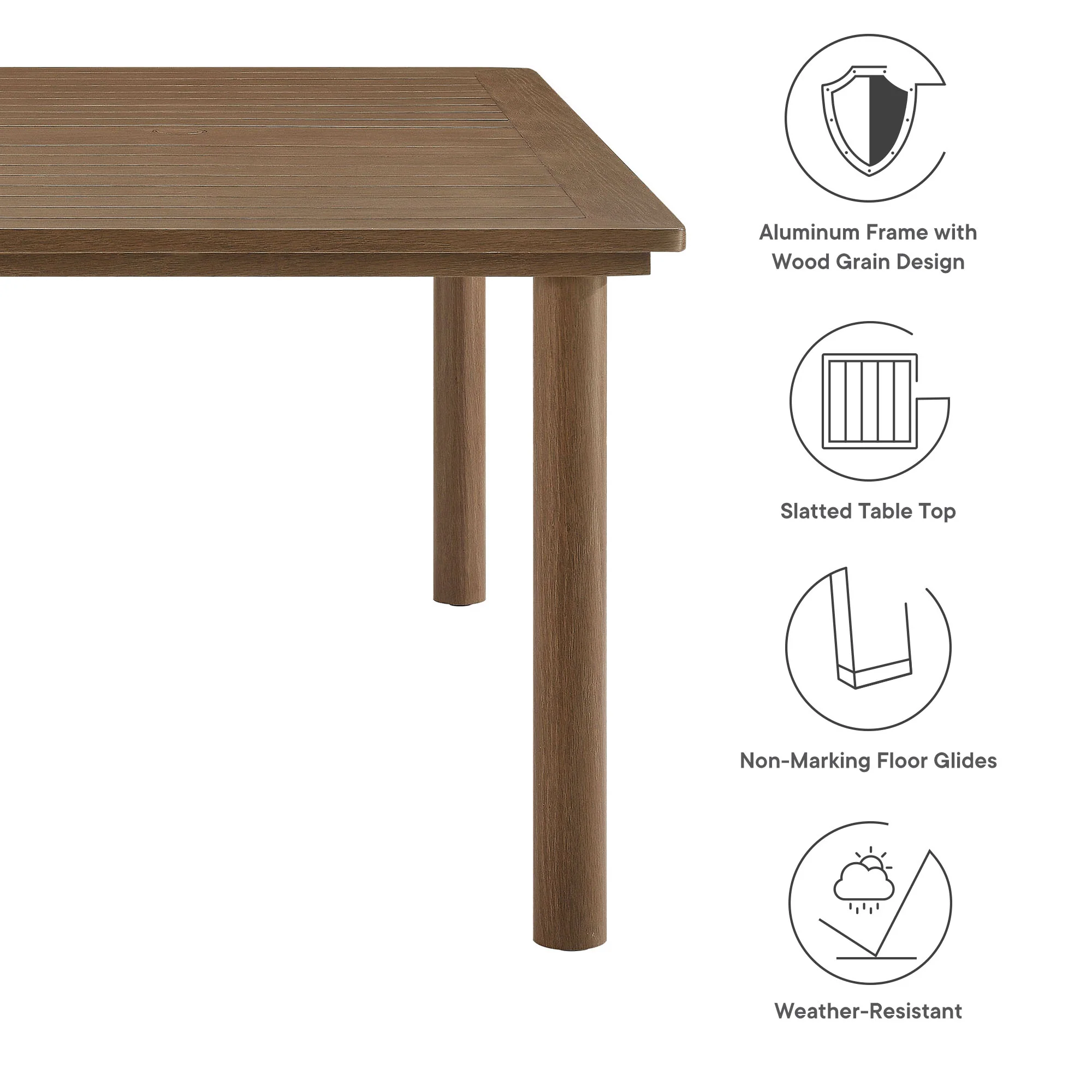 Parkland 76" Outdoor Patio Aluminum Dining Table by Modway - Image 2