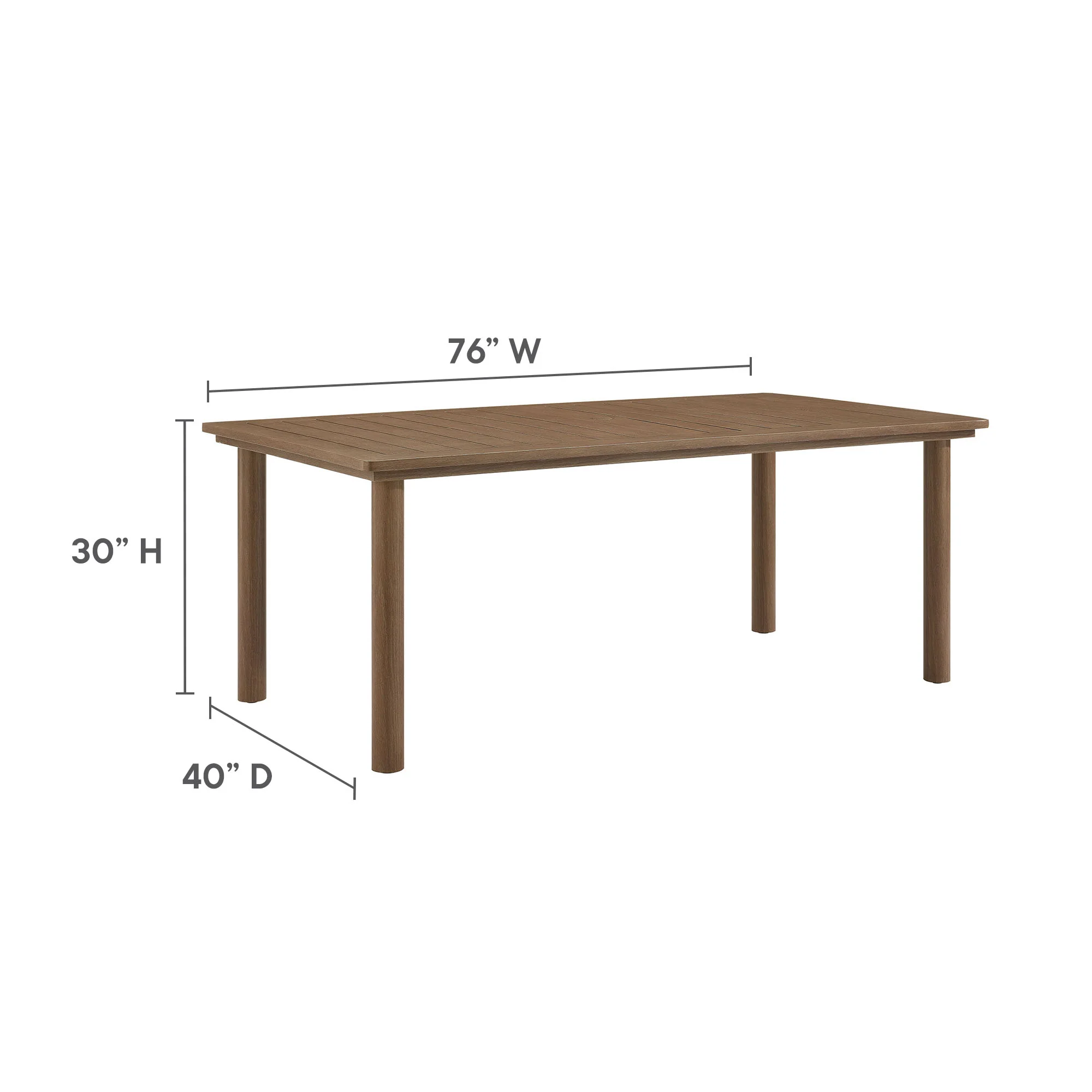 Parkland 76" Outdoor Patio Aluminum Dining Table by Modway - Image 3