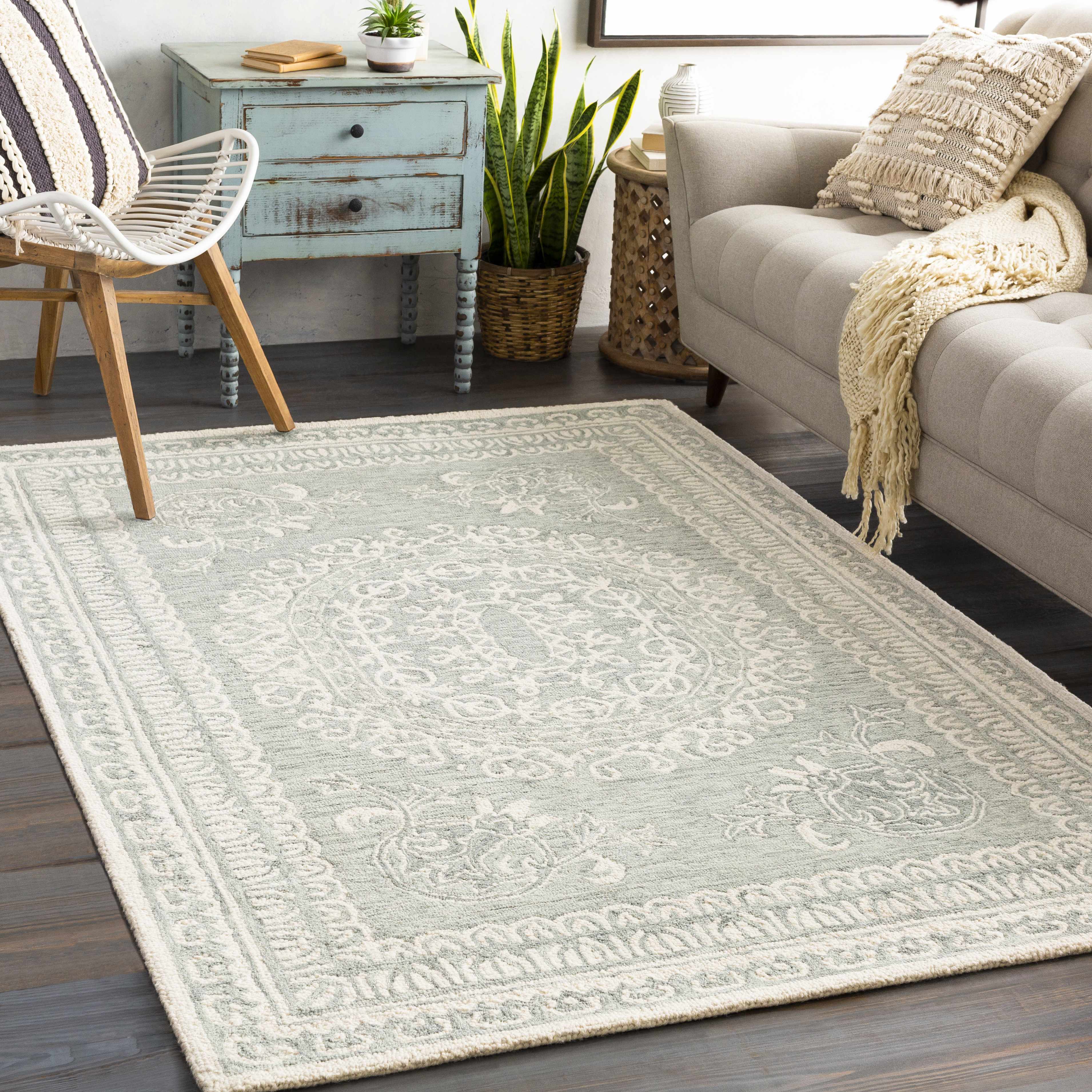 Parson Ivory/Sage Wool Area Rug - Image 3