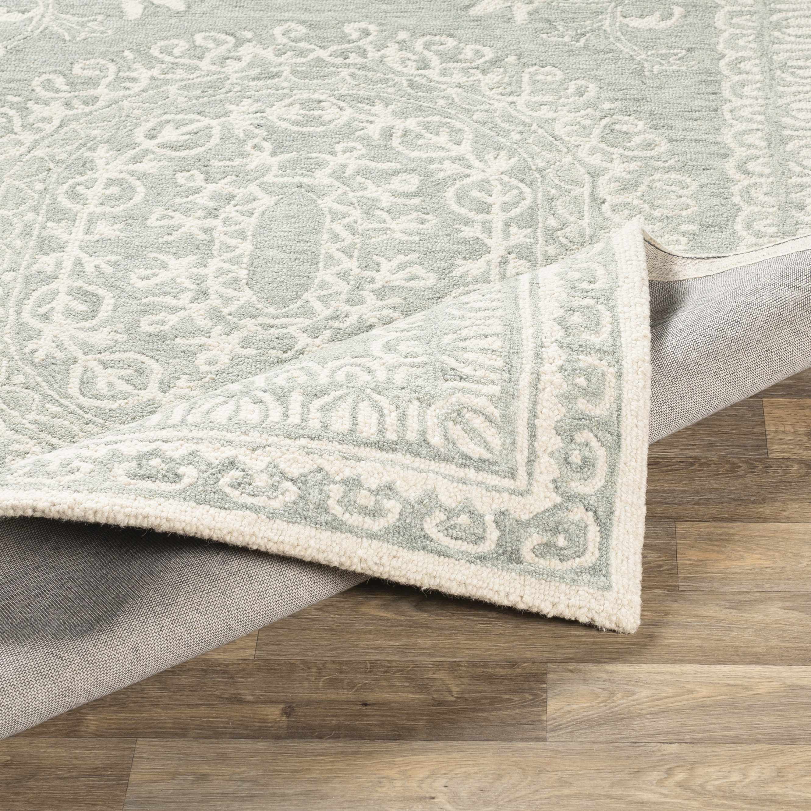 Parson Ivory/Sage Wool Area Rug - Image 6