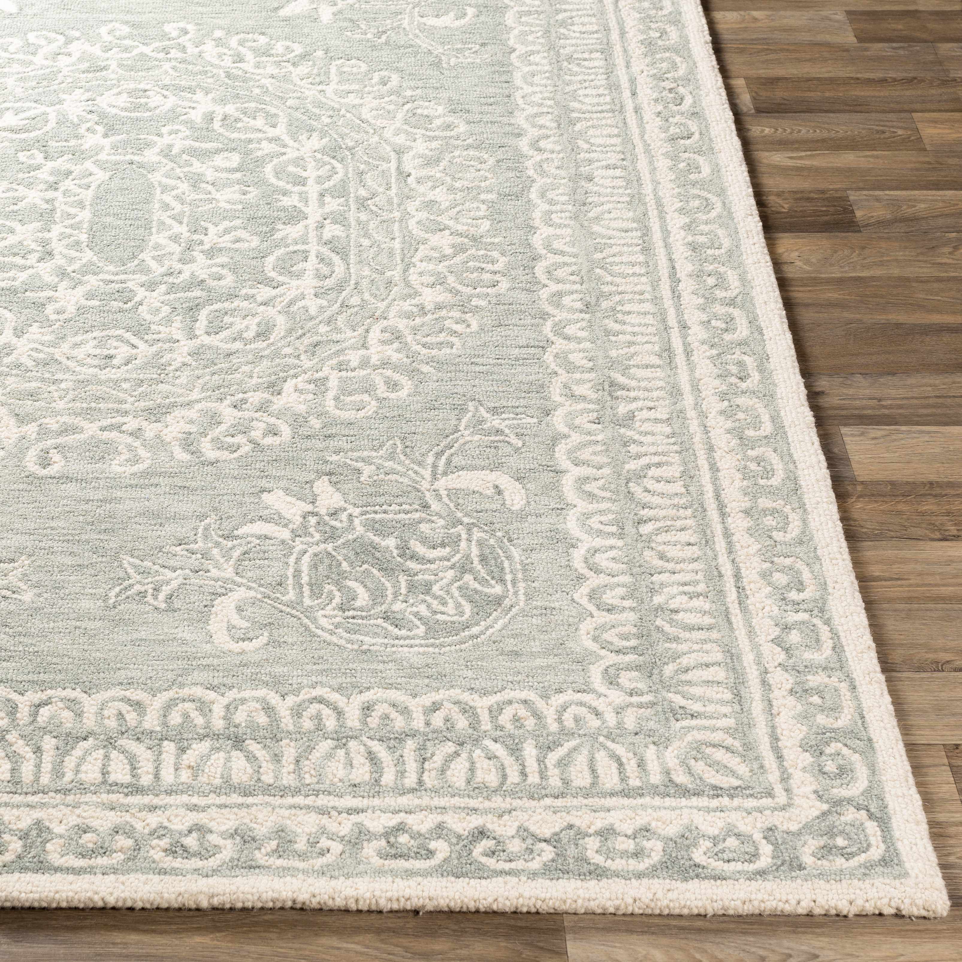 Parson Ivory/Sage Wool Area Rug - Image 8