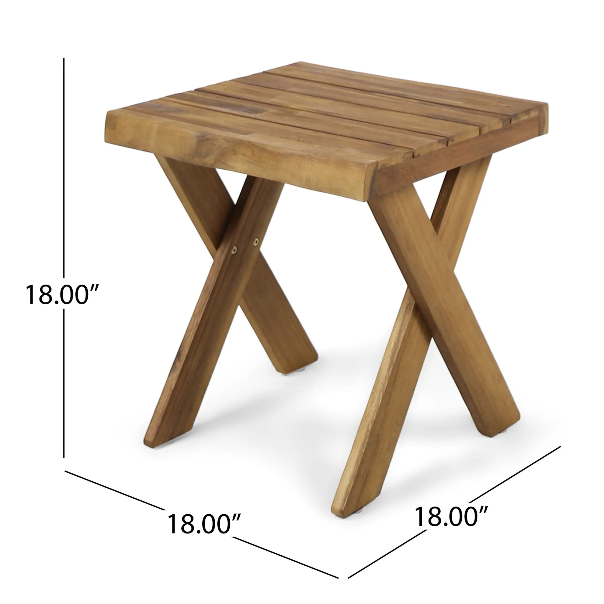 Passion Outdoor Side Table With Cross Base And Slatted Top - Teak - Image 3