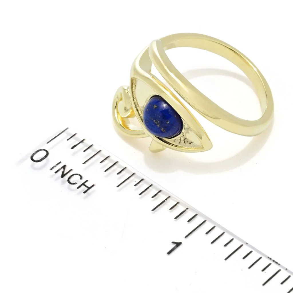 Passport to Egypt 18K Gold Plated 6mm Round Lapis Eye of Horus Wrap Ring - Image 2