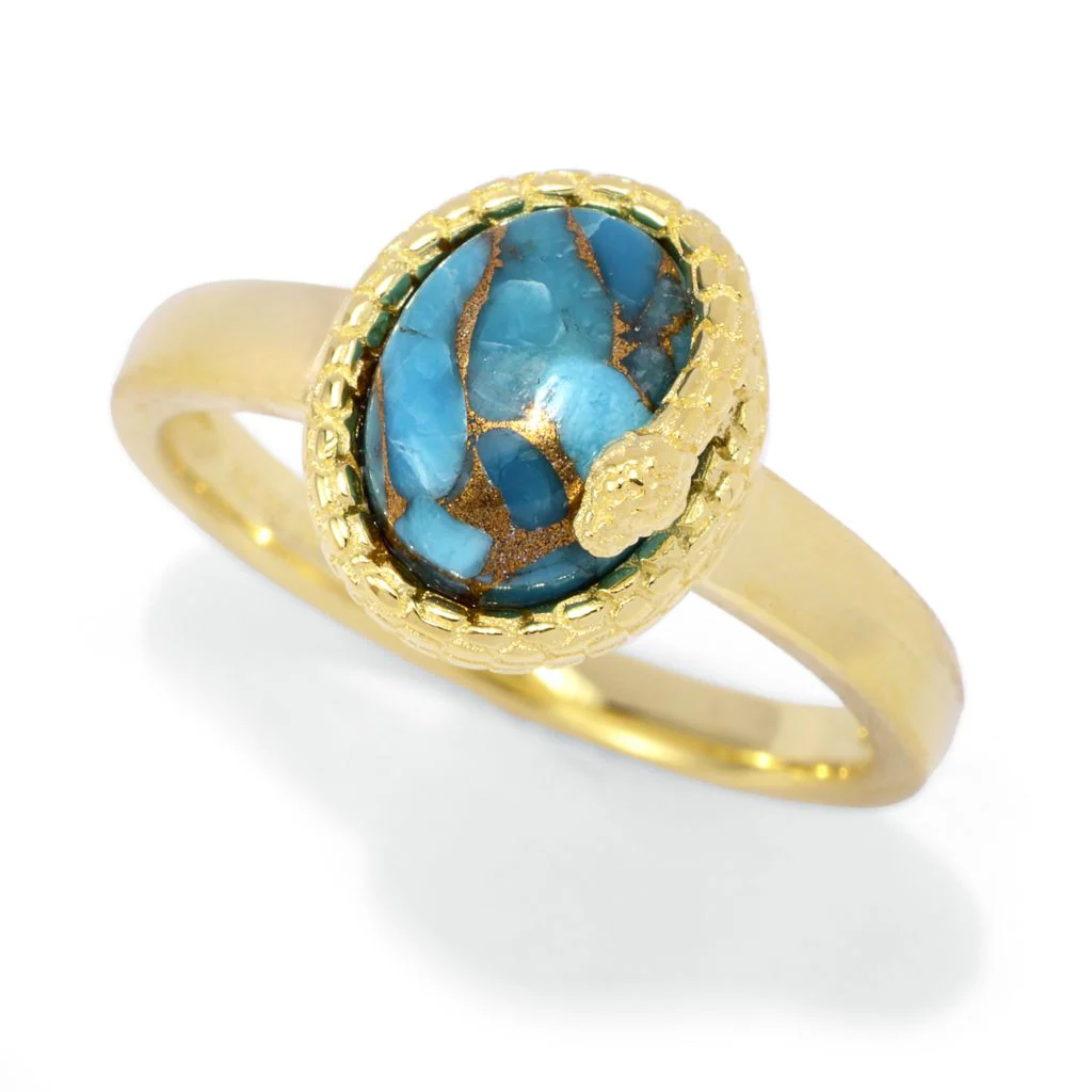 Passport to Egypt 18K Gold Plated Choice of 9x7mm Oval Gem Snake Wrap Ring - Image 10
