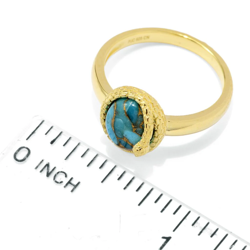 Passport to Egypt 18K Gold Plated Choice of 9x7mm Oval Gem Snake Wrap Ring - Image 2