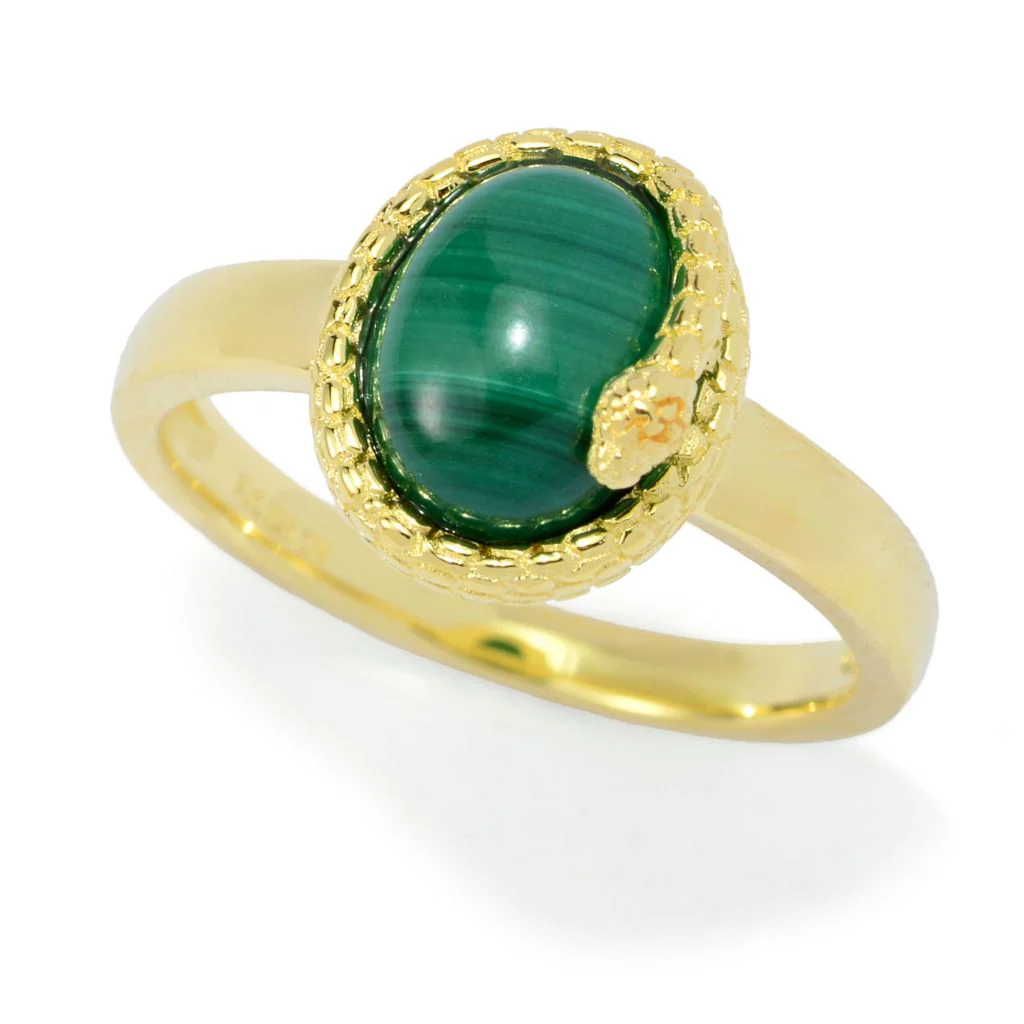 Passport to Egypt 18K Gold Plated Choice of 9x7mm Oval Gem Snake Wrap Ring - Image 5