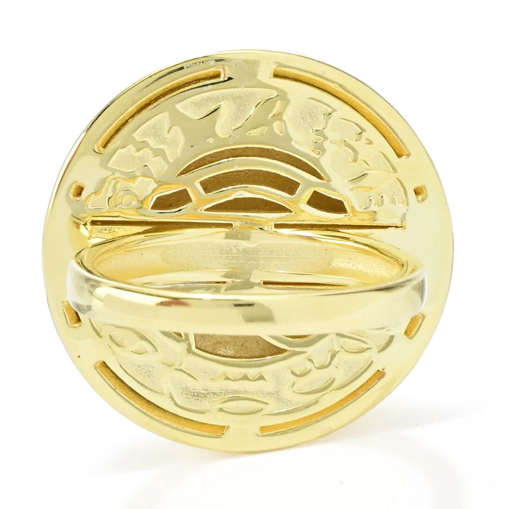 Passport to Egypt 18K Gold Plated Eye of Horus Embossed Medallion Ring - Image 2