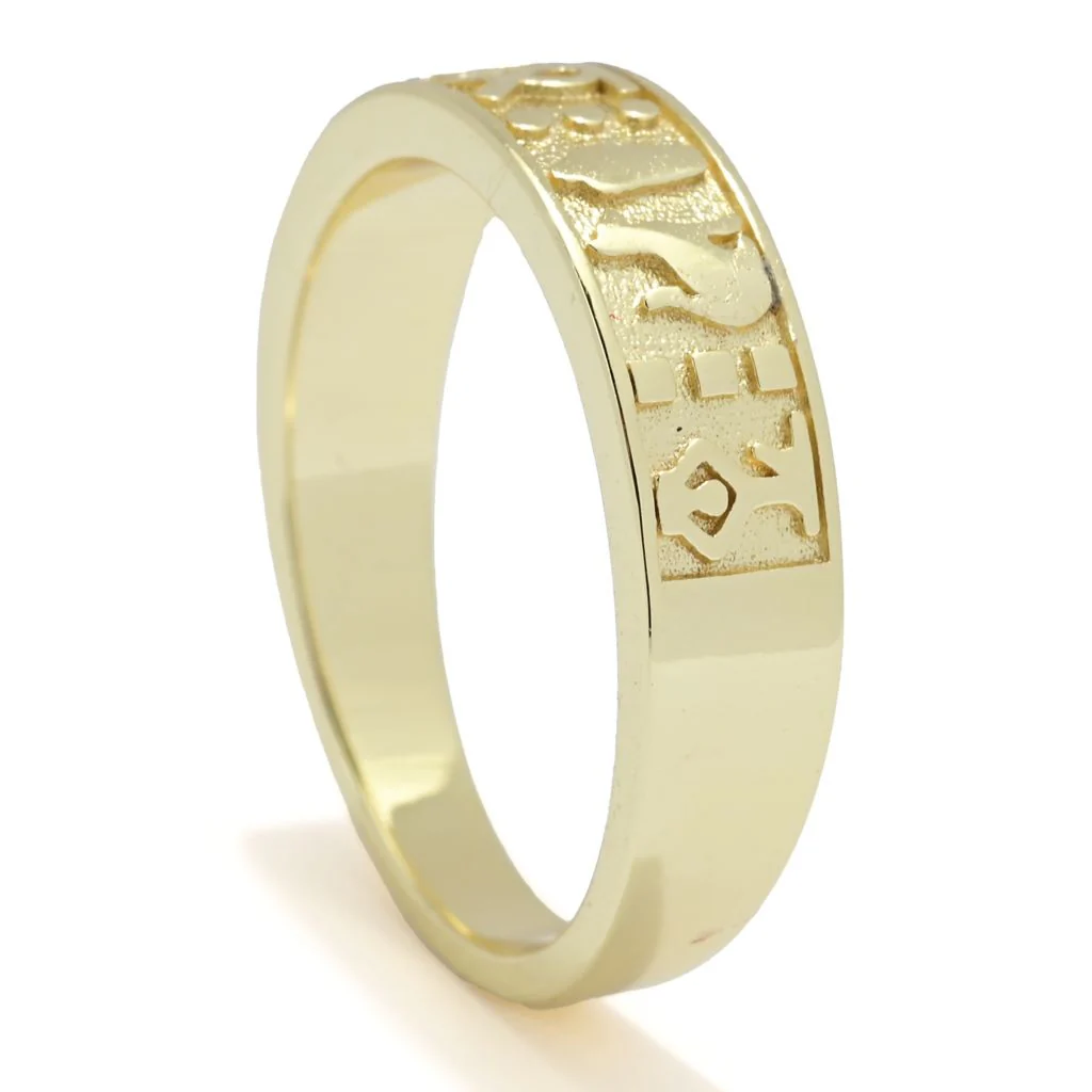 Passport to Egypt 18K Gold Plated Hieroglyphics Band Ring - Image 2