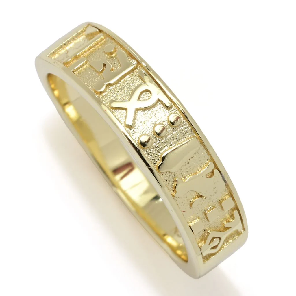 Passport to Egypt 18K Gold Plated Hieroglyphics Band Ring - Image 7