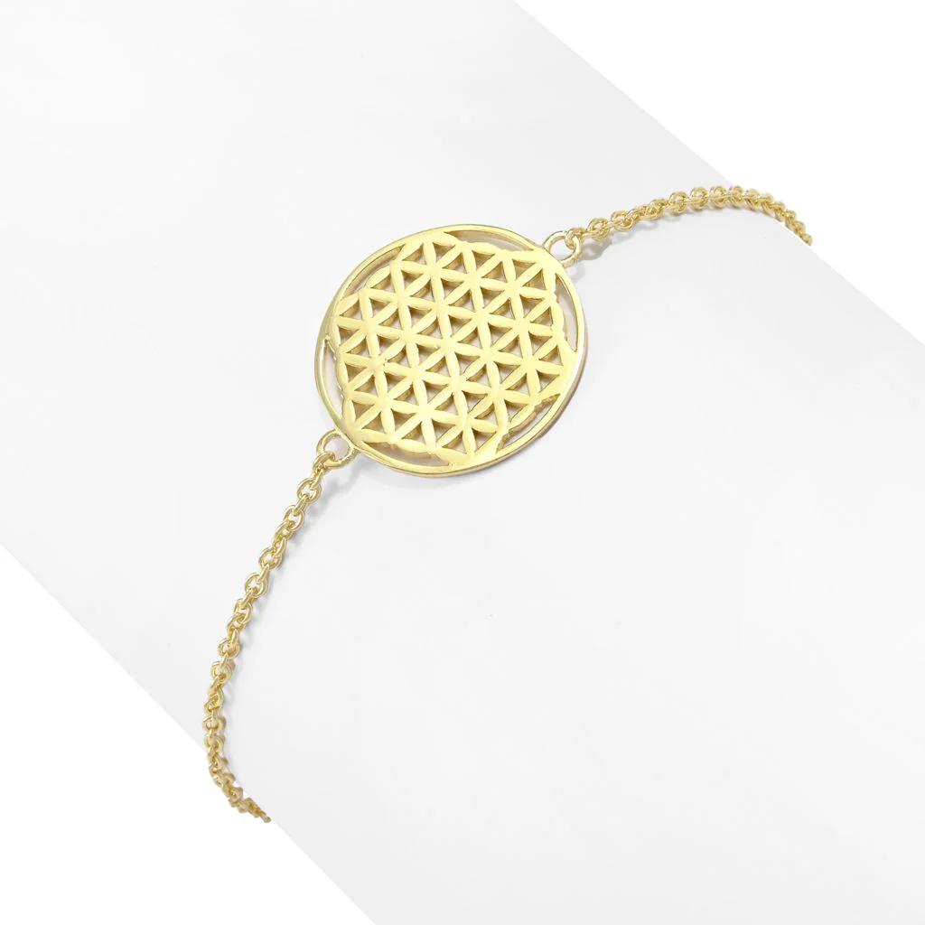 Passport to Egypt 18K Gold Plated Polished Flower of Life 7"+2" Bracelet - Image 3
