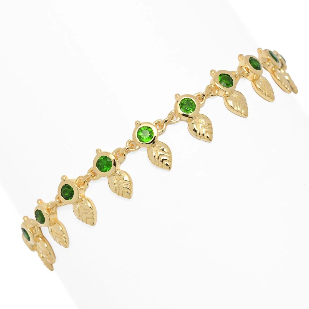 Passport to India 2.60ctw Chrome Diopside Mango Leaf Line Bracelet - Image 3