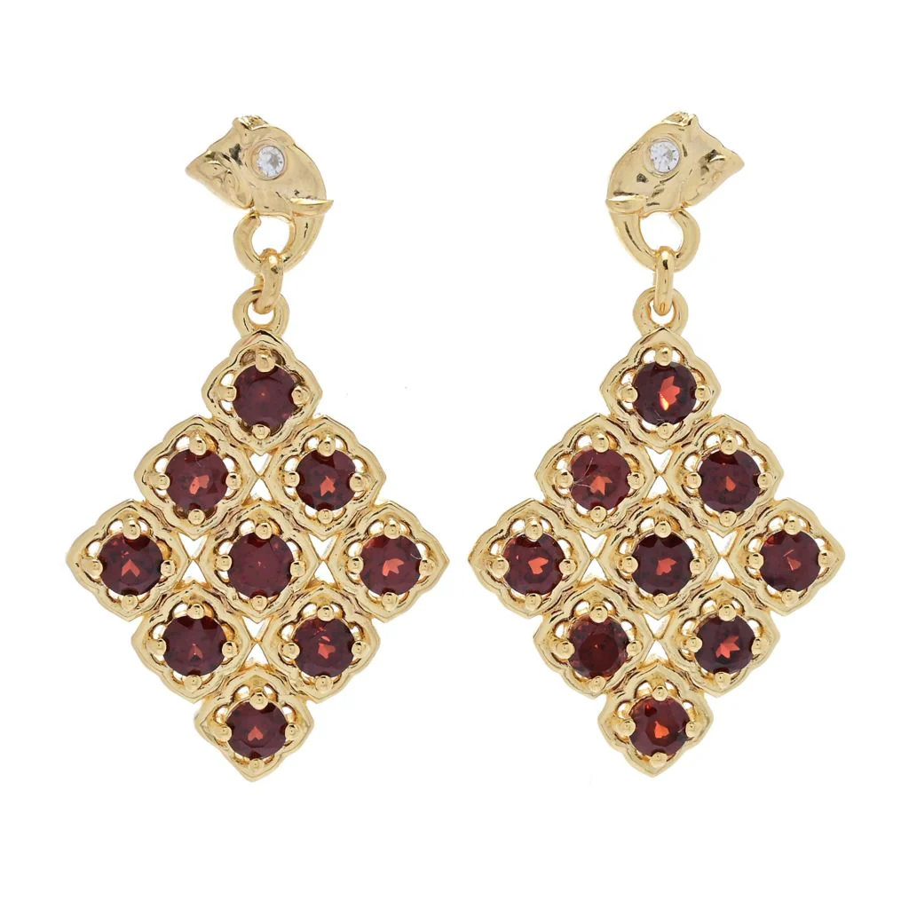 Passport to India Elephant 3.00ctw Red Garnet & Zircon Earrings - Image 3
