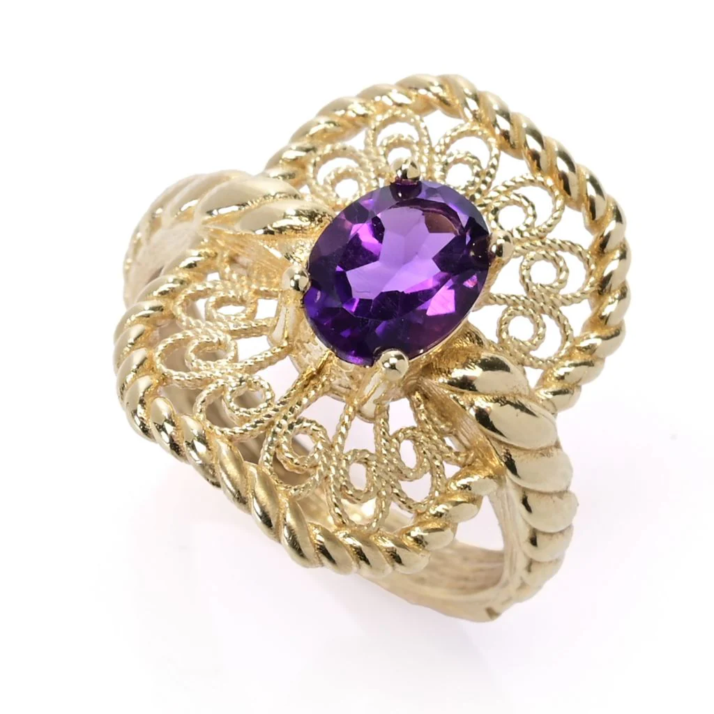 Passport to Turkey Gold Plated Choice of Gemstone Filigree Ring - Image 12