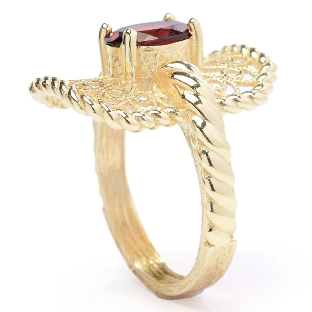 Passport to Turkey Gold Plated Choice of Gemstone Filigree Ring - Image 2
